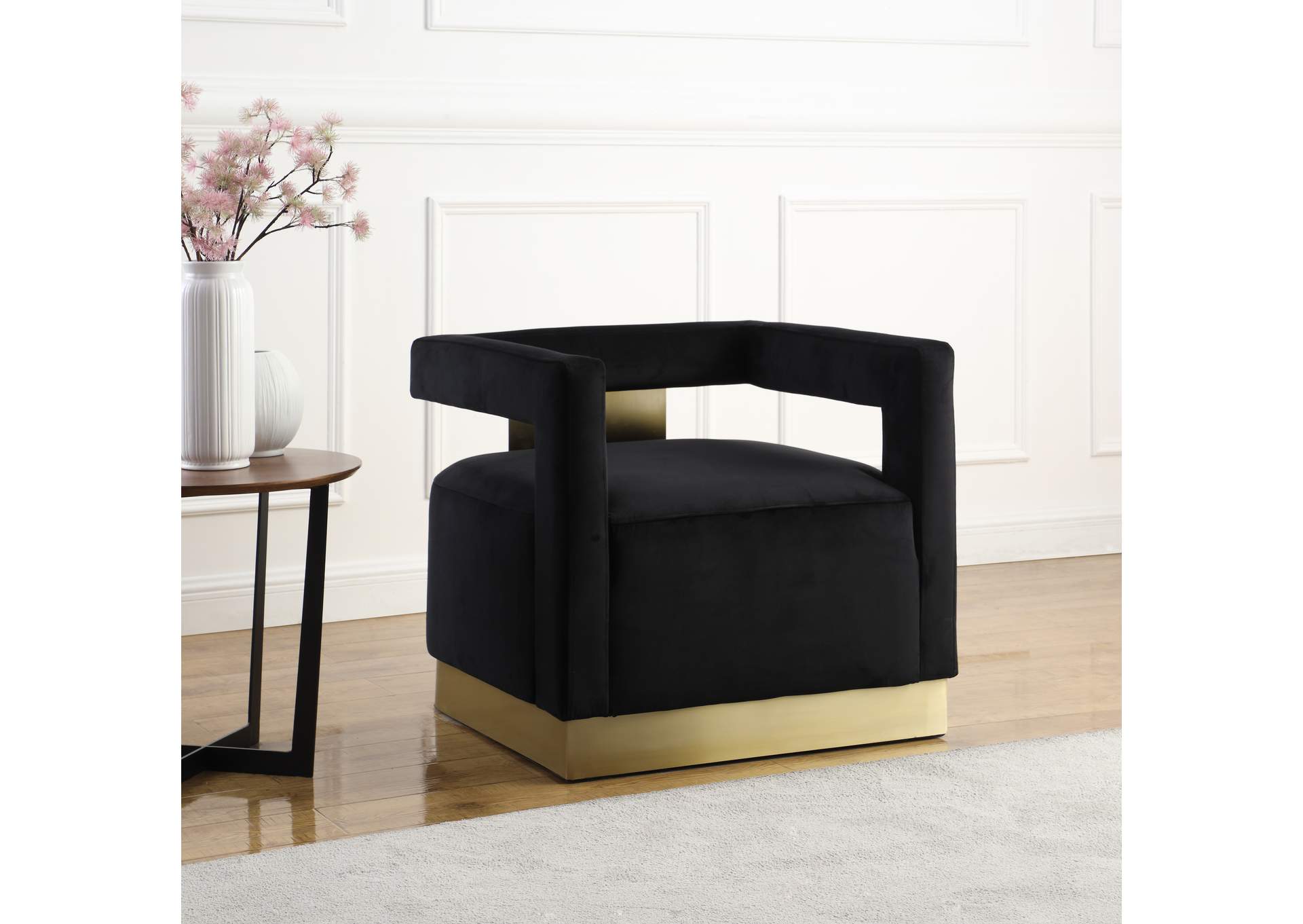 Armani Black Velvet Accent Chair,Meridian Furniture