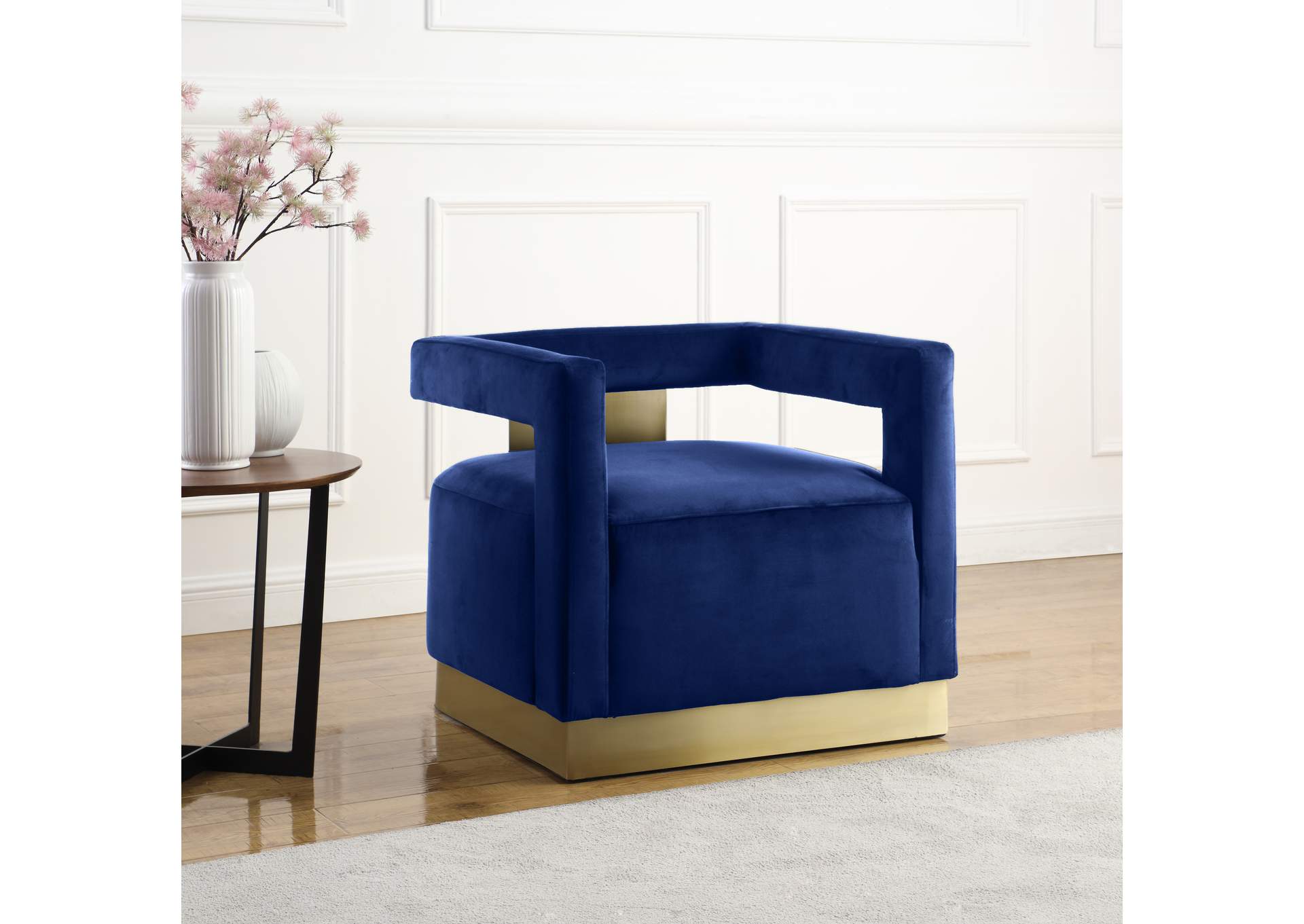 Armani Navy Velvet Accent Chair,Meridian Furniture