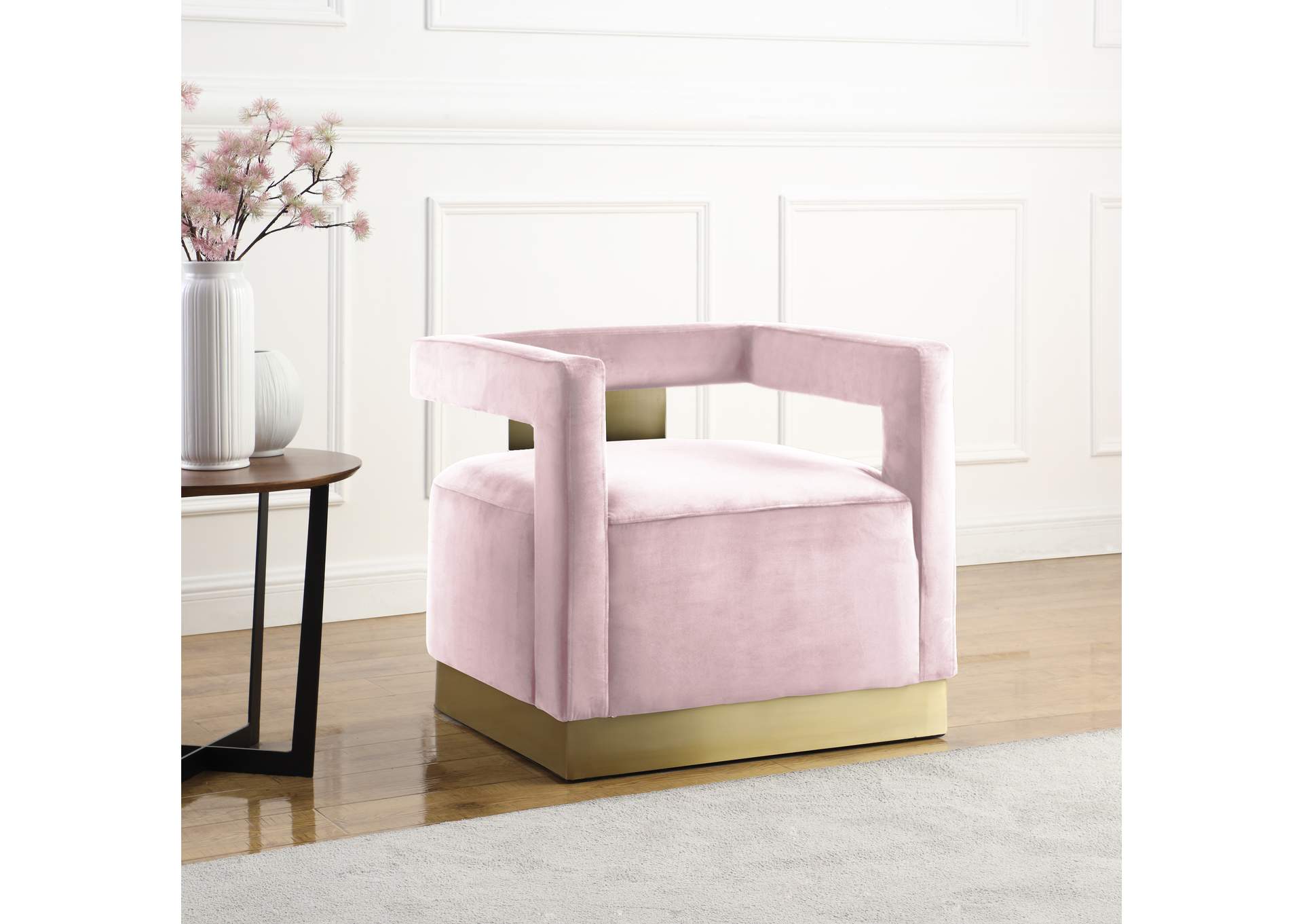 Armani Pink Velvet Accent Chair,Meridian Furniture