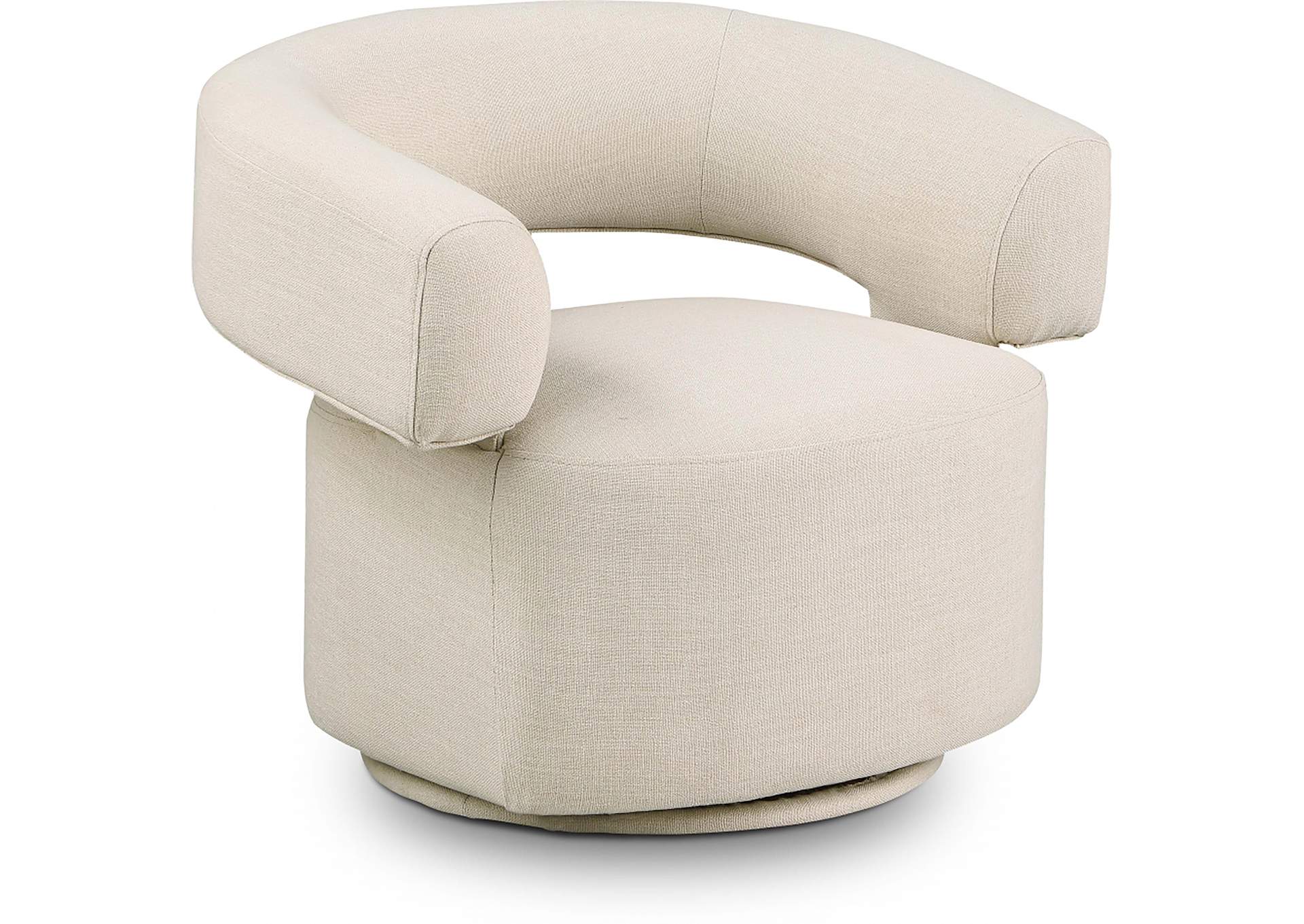 Niya Beige Linen Textured Fabric Swivel Accent Chair,Meridian Furniture