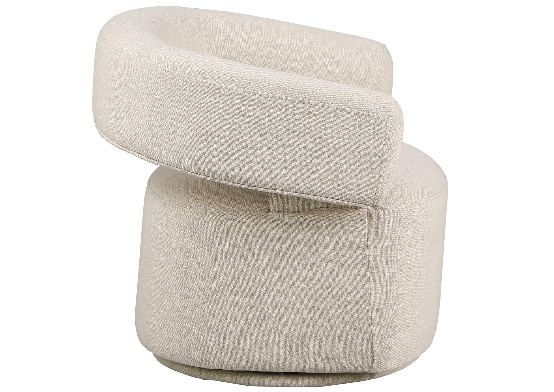 Niya Beige Linen Textured Fabric Swivel Accent Chair,Meridian Furniture