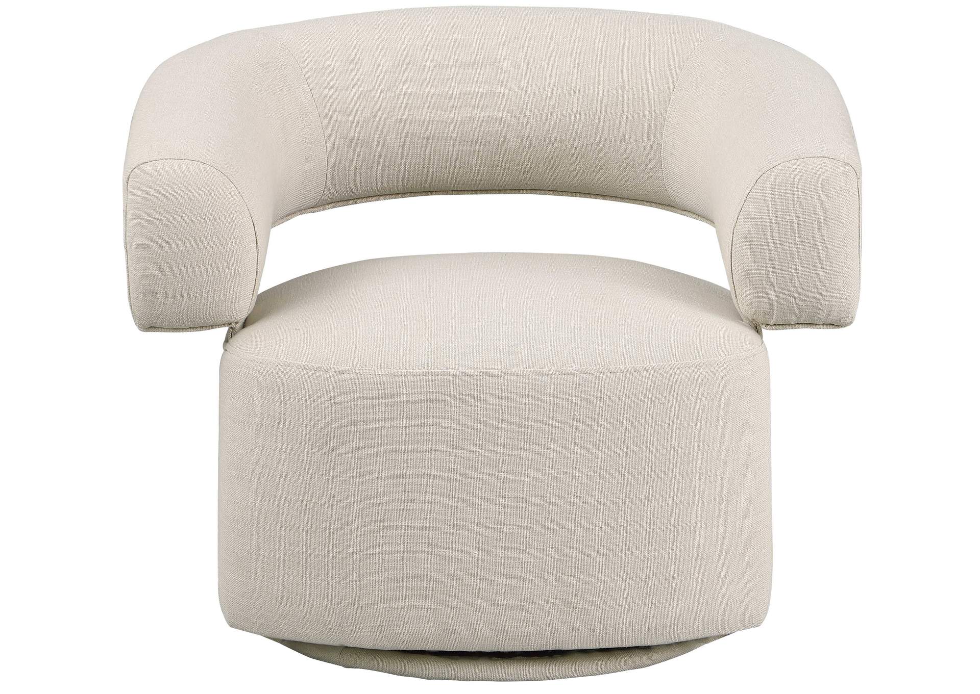 Niya Beige Linen Textured Fabric Swivel Accent Chair,Meridian Furniture