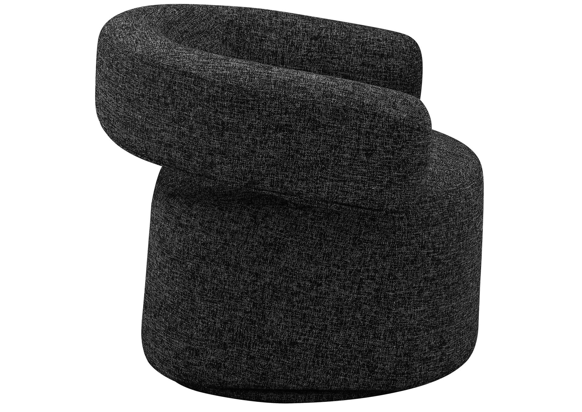 Niya Black Linen Textured Fabric Swivel Accent Chair,Meridian Furniture
