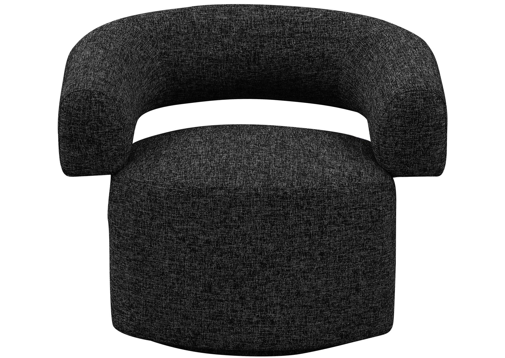 Niya Black Linen Textured Fabric Swivel Accent Chair,Meridian Furniture