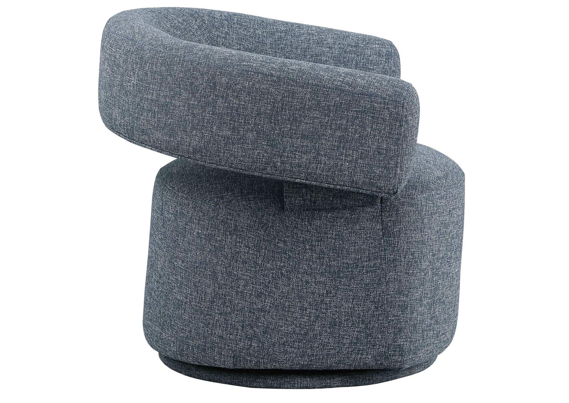 Niya Blue Linen Textured Fabric Swivel Accent Chair,Meridian Furniture