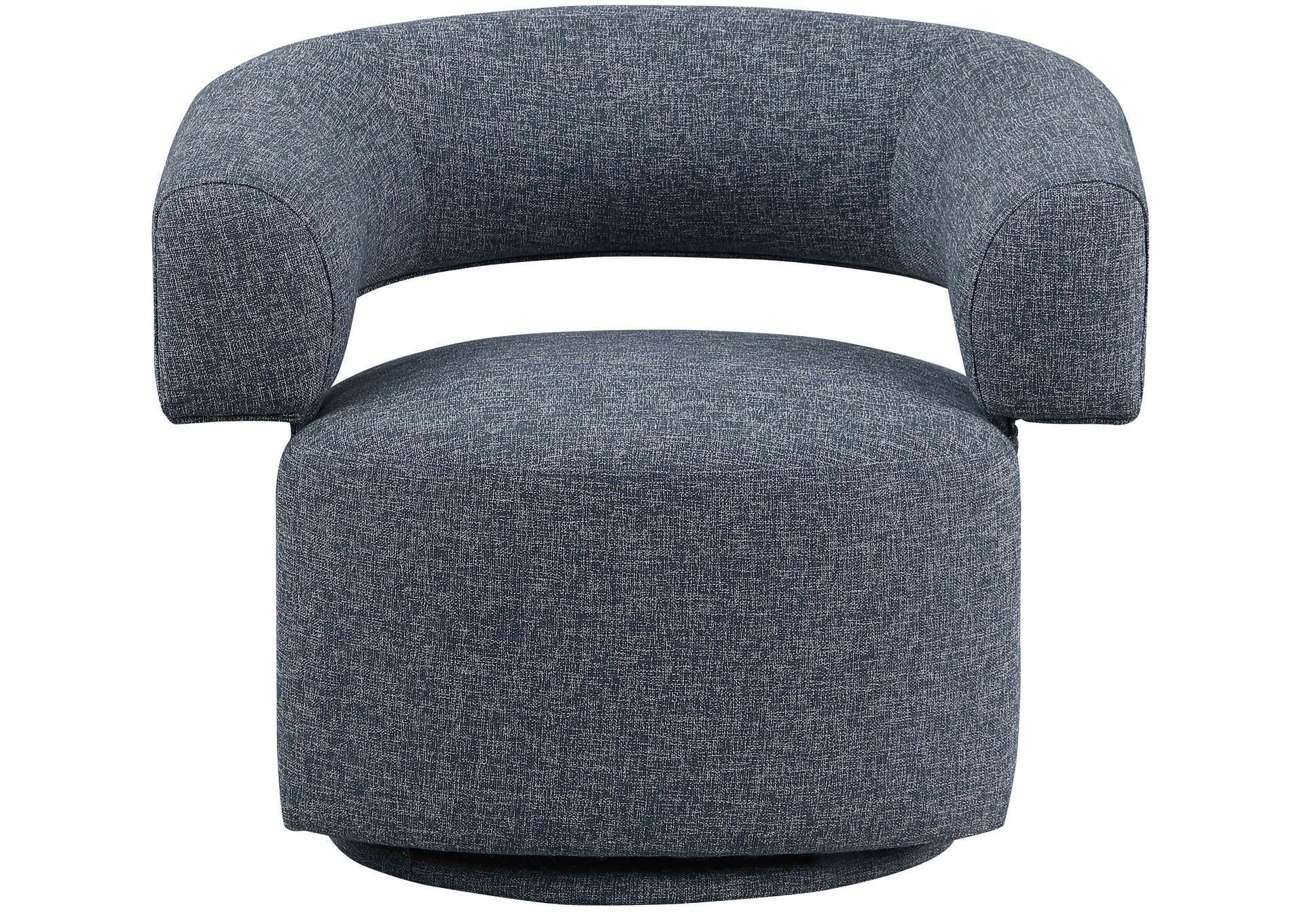 Niya Blue Linen Textured Fabric Swivel Accent Chair,Meridian Furniture