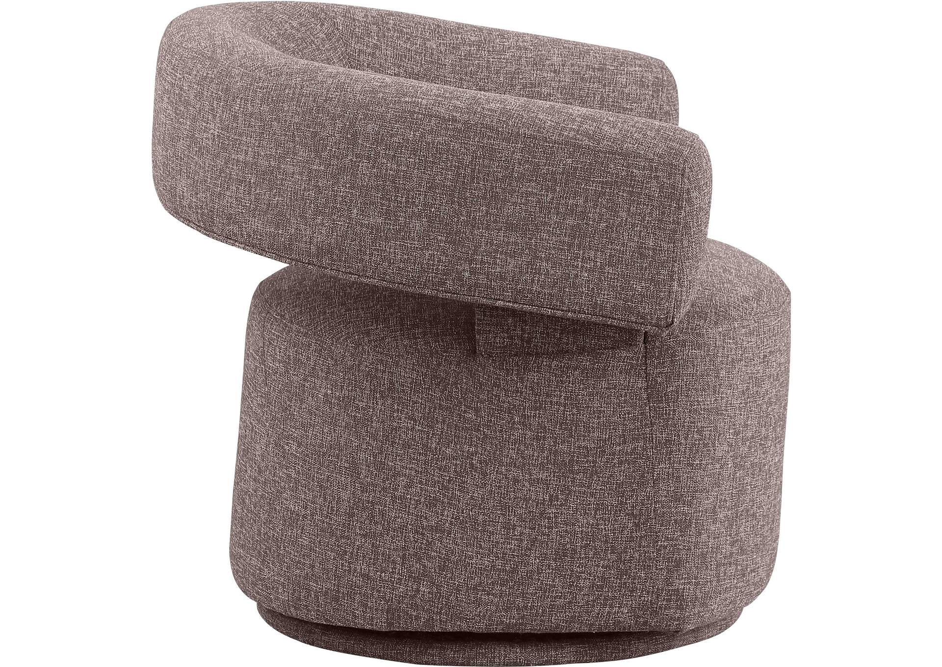 Niya Brown Linen Textured Fabric Swivel Accent Chair,Meridian Furniture