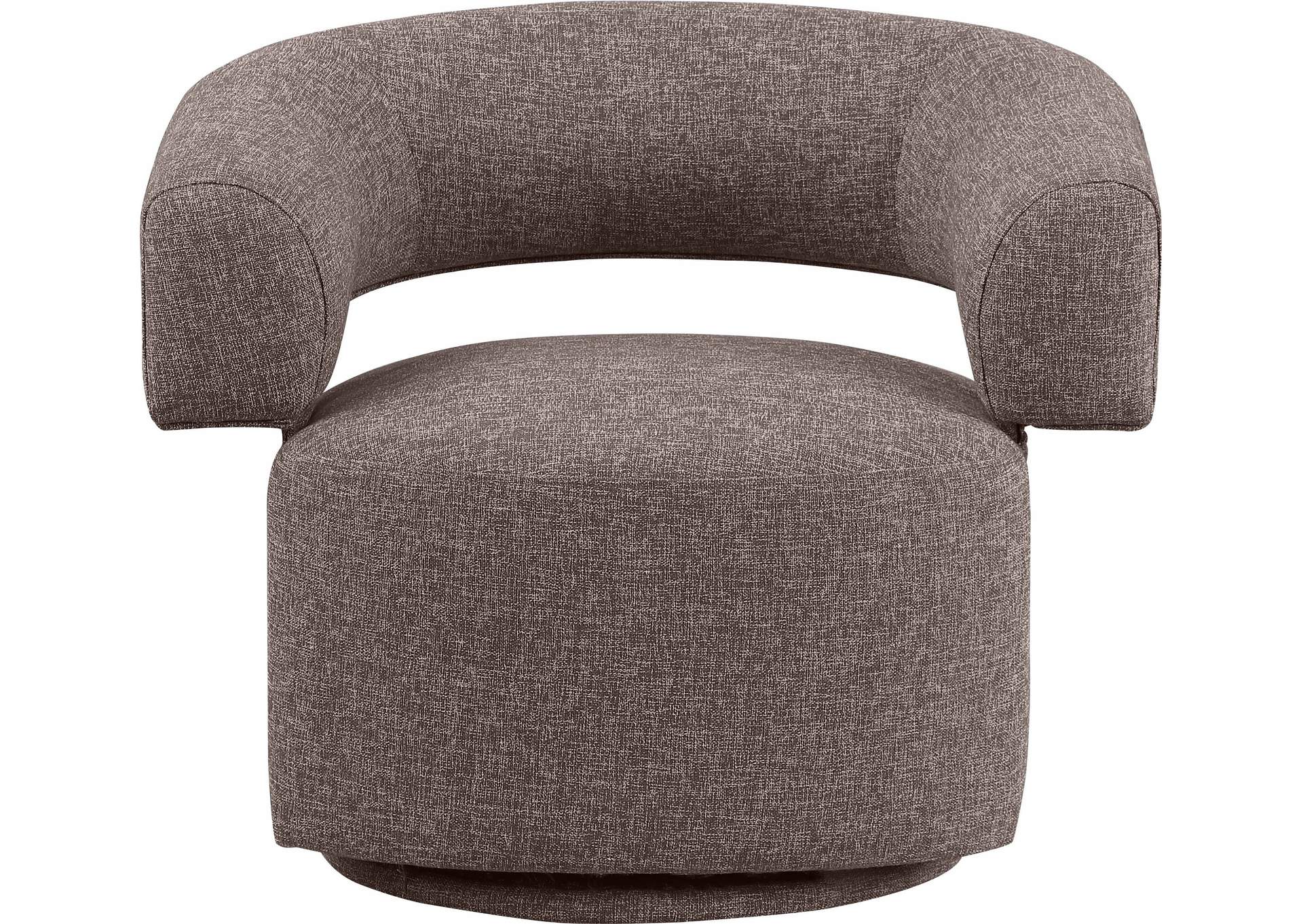 Niya Brown Linen Textured Fabric Swivel Accent Chair,Meridian Furniture
