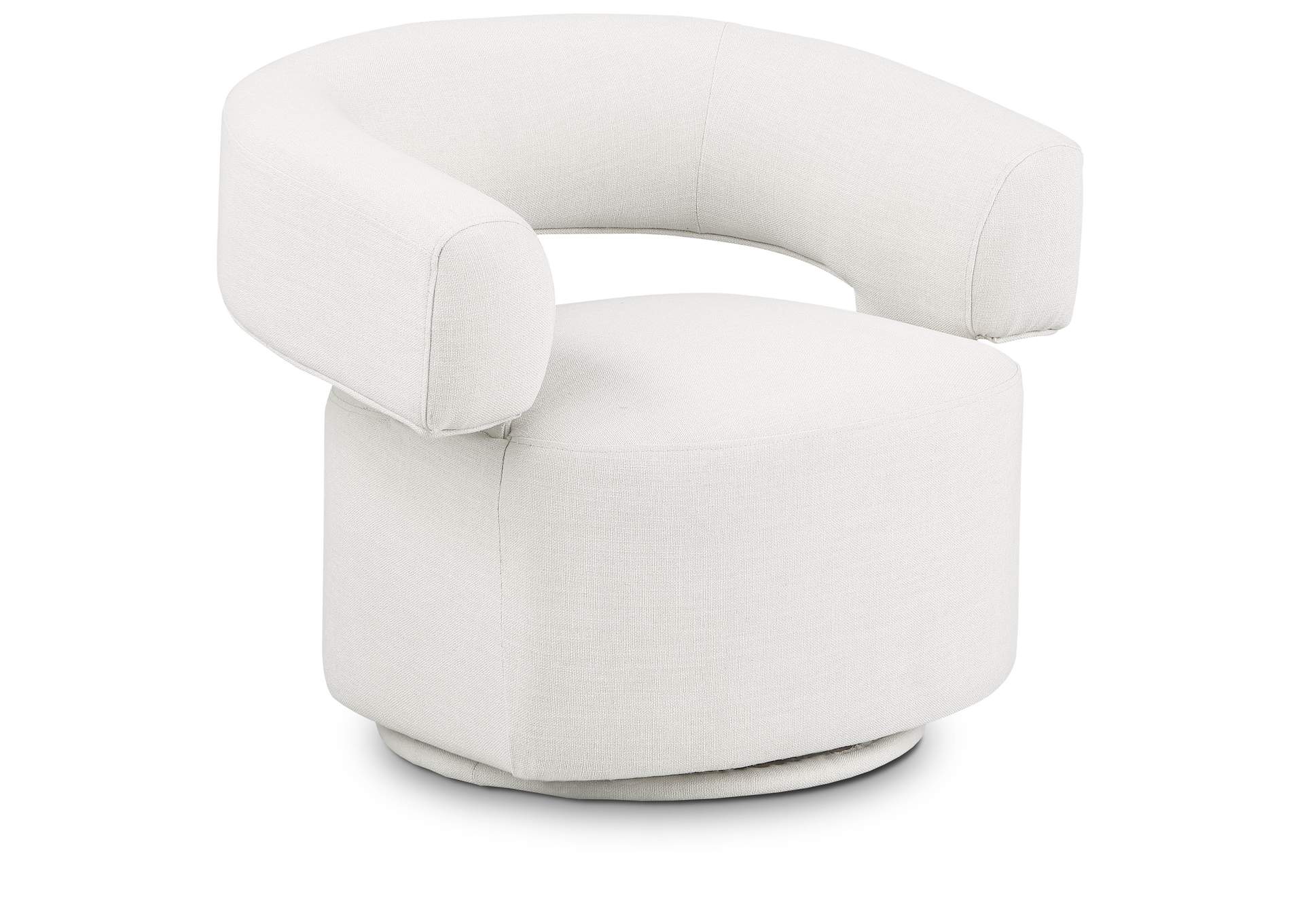 Niya Cream Linen Textured Fabric Swivel Accent Chair,Meridian Furniture