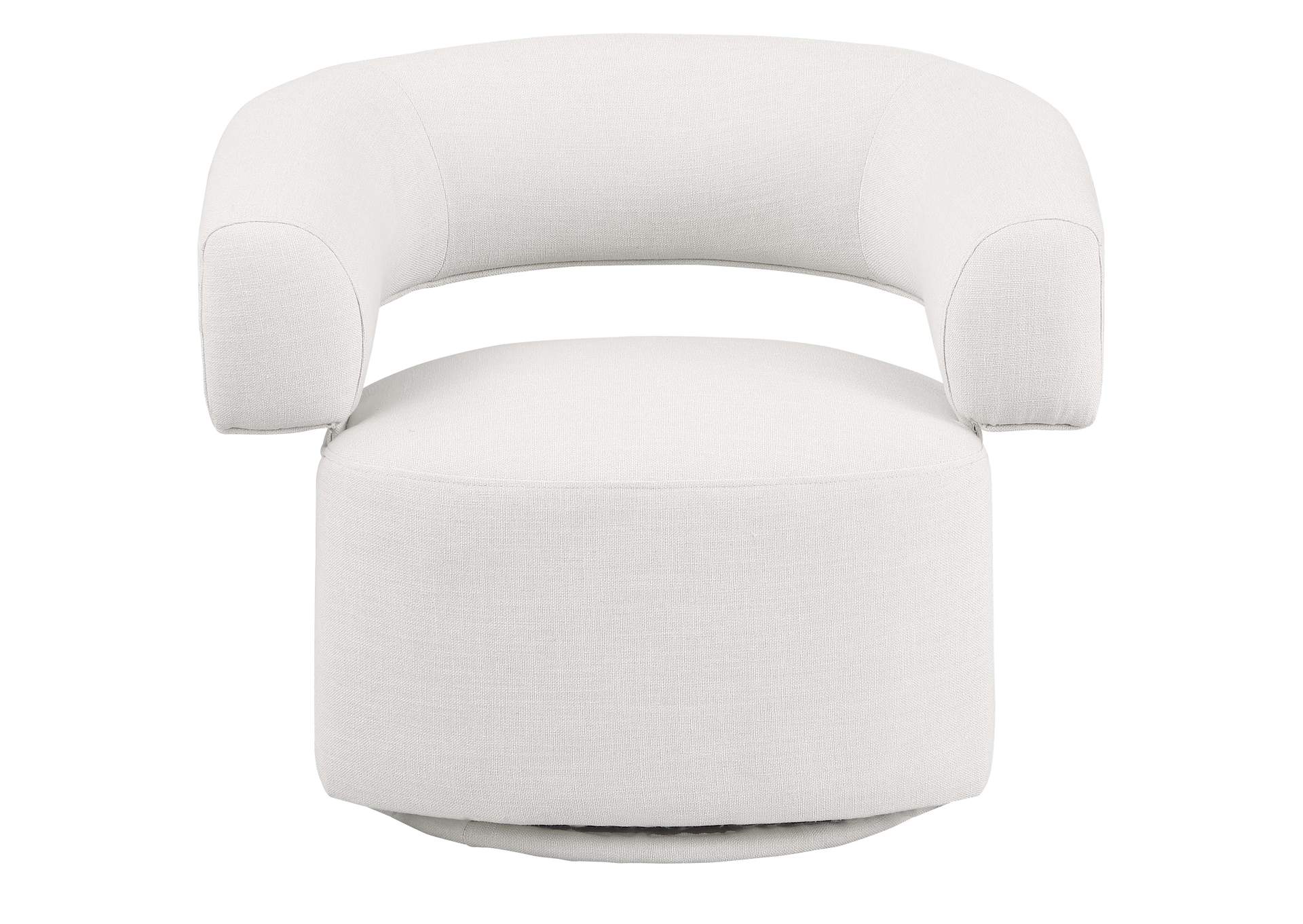Niya Cream Linen Textured Fabric Swivel Accent Chair,Meridian Furniture