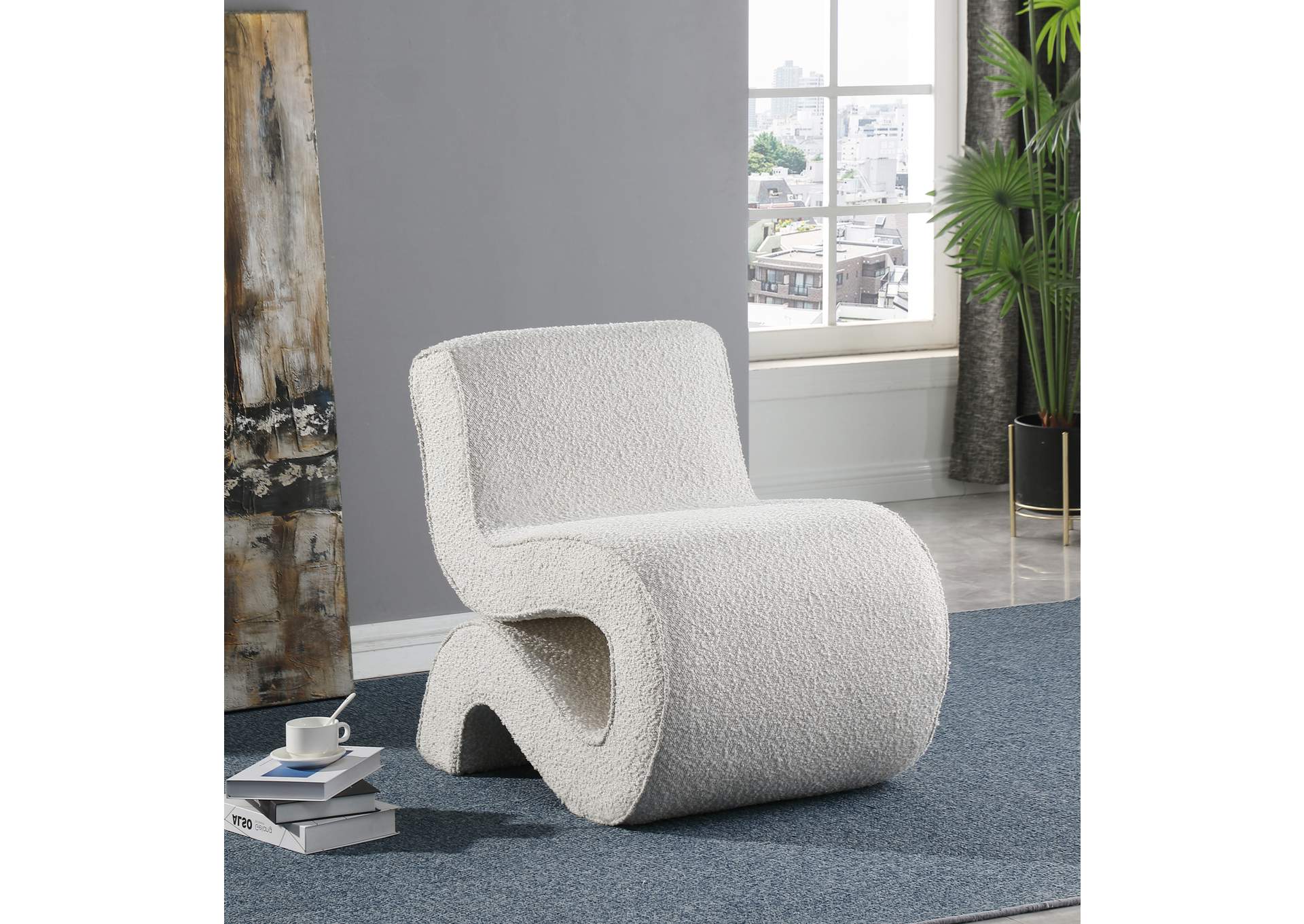 Desiree Cream Boucle Fabric Accent Chair,Meridian Furniture