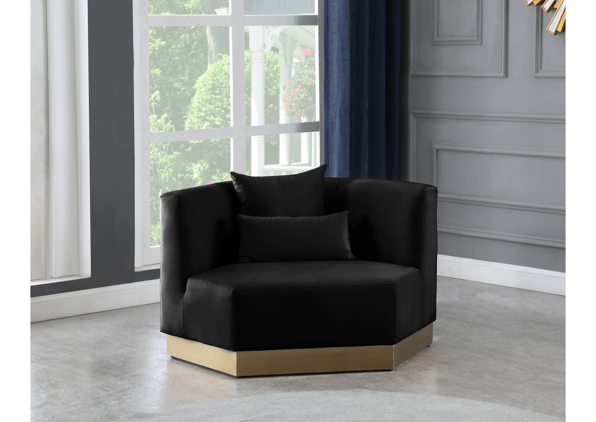 Marquis Black Velvet Chair,Meridian Furniture