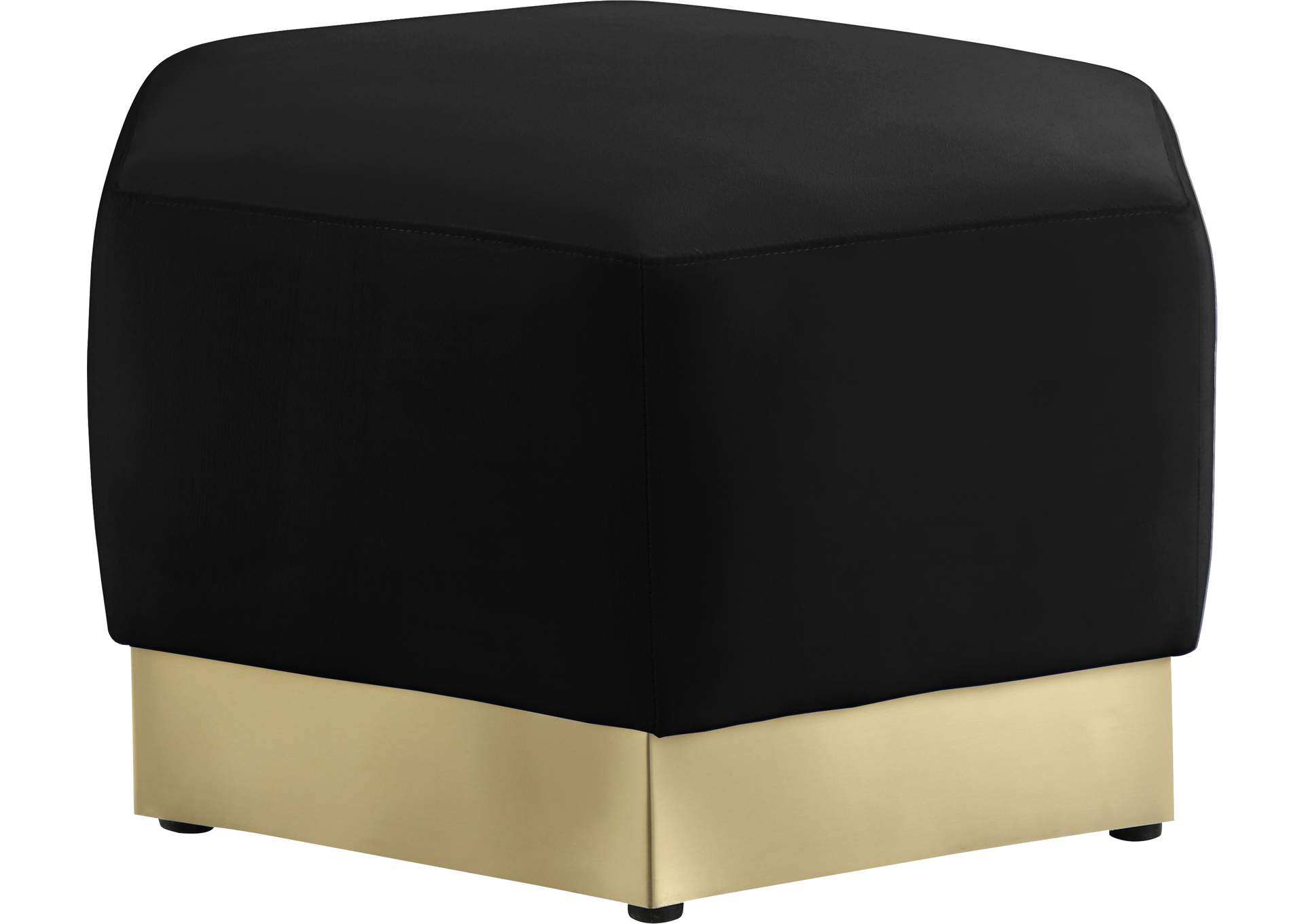 Marquis Black Velvet Ottoman,Meridian Furniture