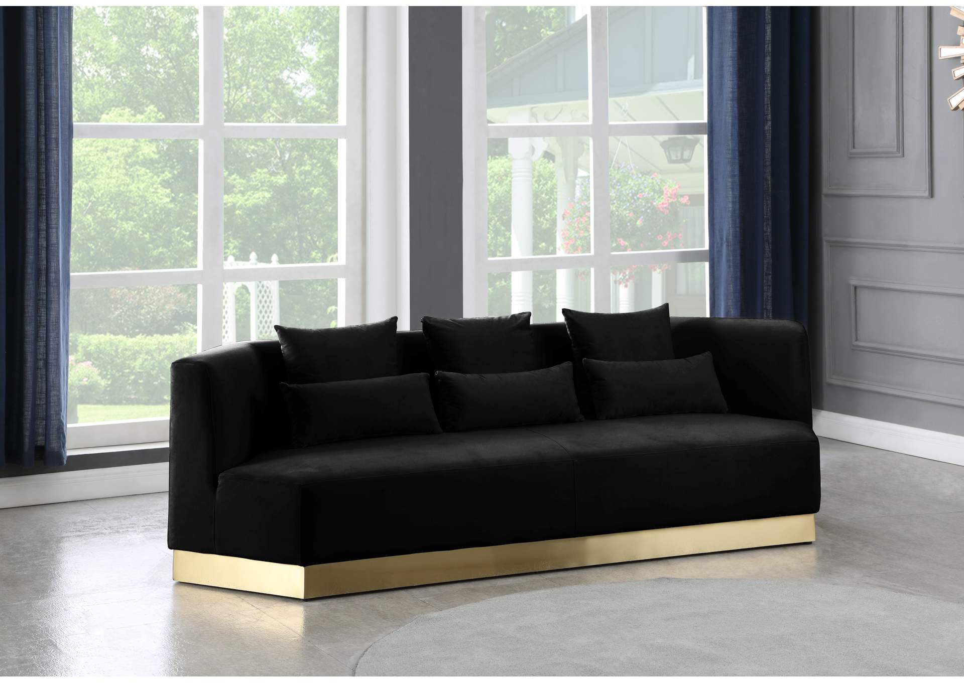 Marquis Black Velvet Sofa,Meridian Furniture