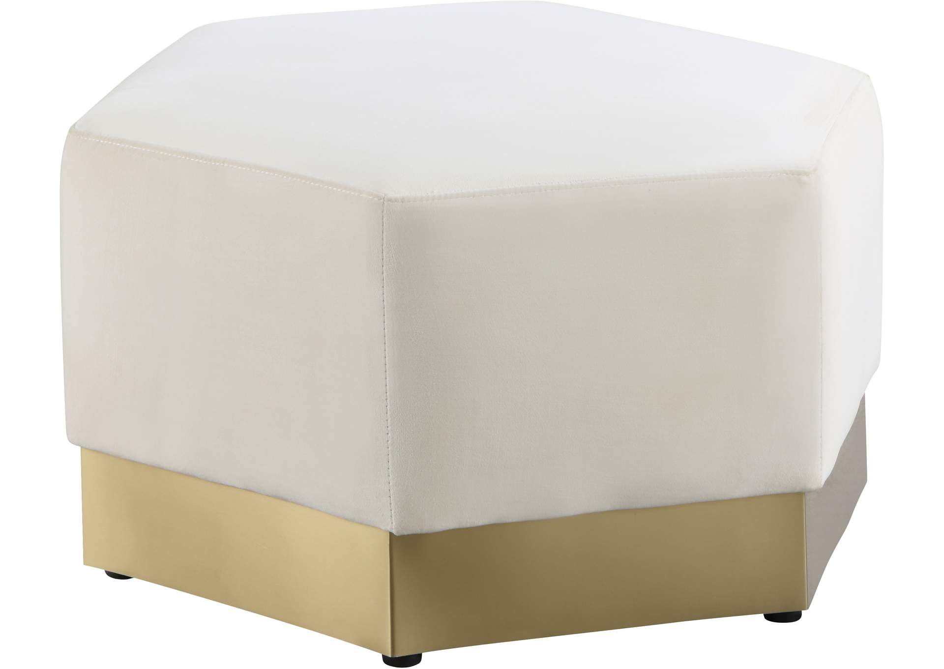 Marquis Cream Velvet Ottoman,Meridian Furniture