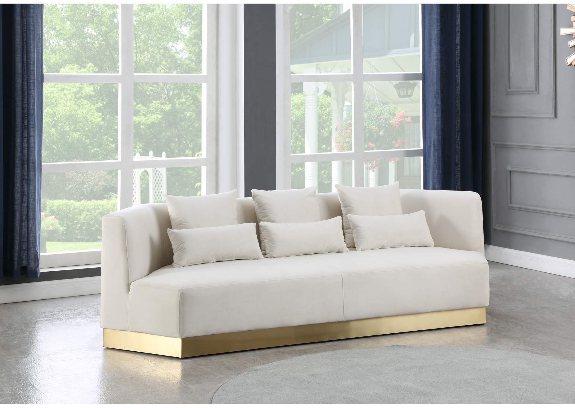 Marquis Cream Velvet Sofa,Meridian Furniture