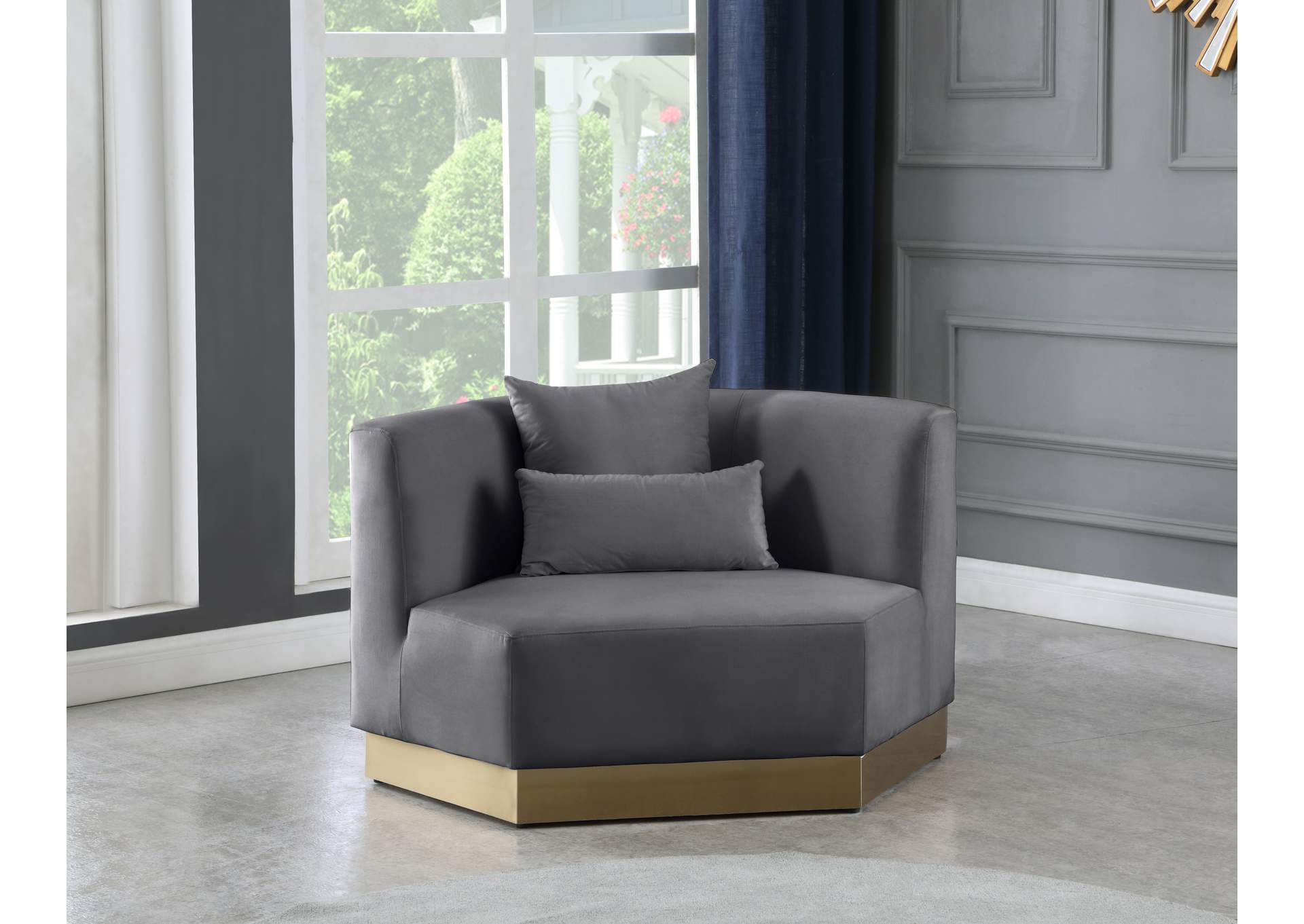 Marquis Grey Velvet Chair,Meridian Furniture