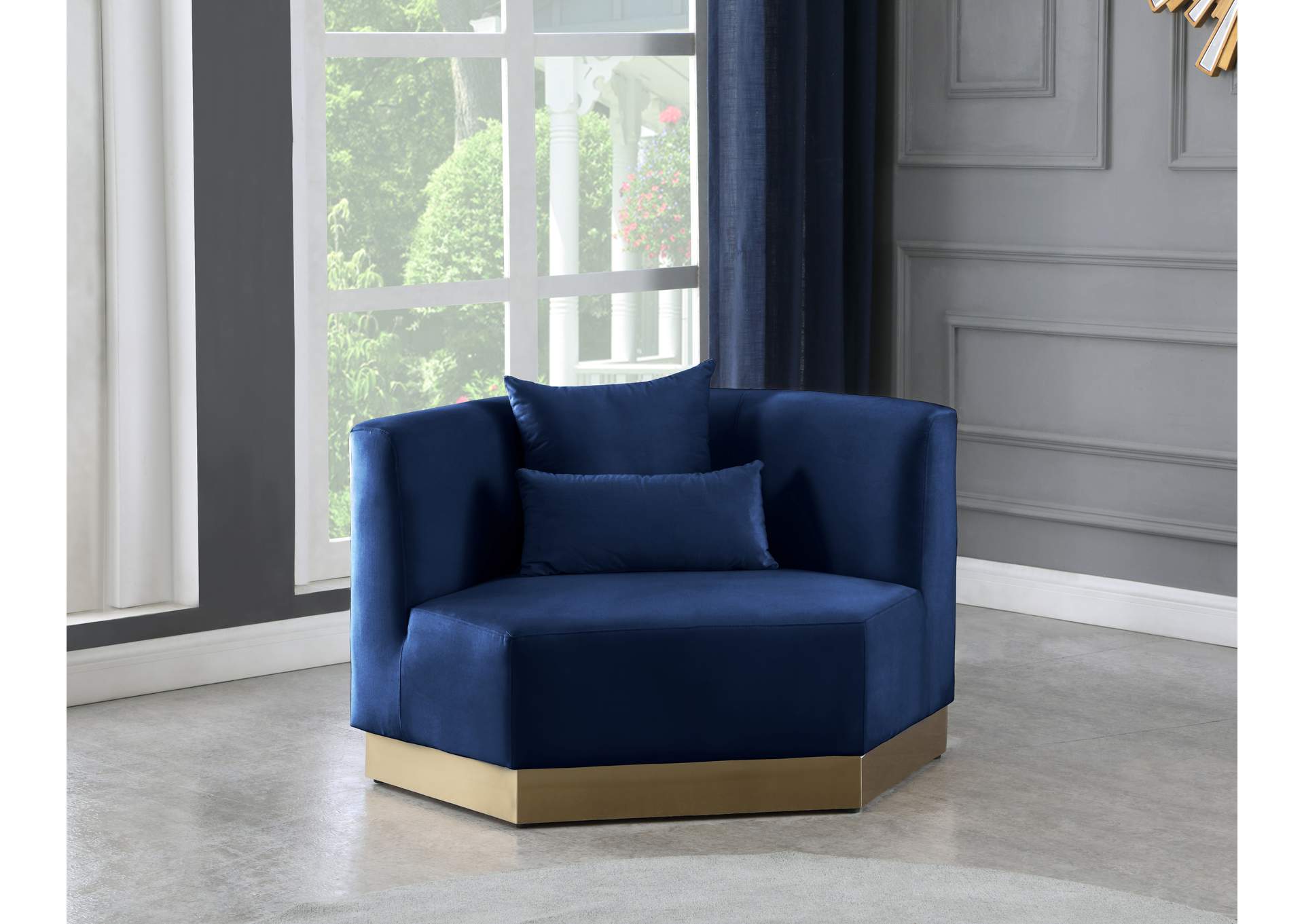 Marquis Navy Velvet Chair,Meridian Furniture