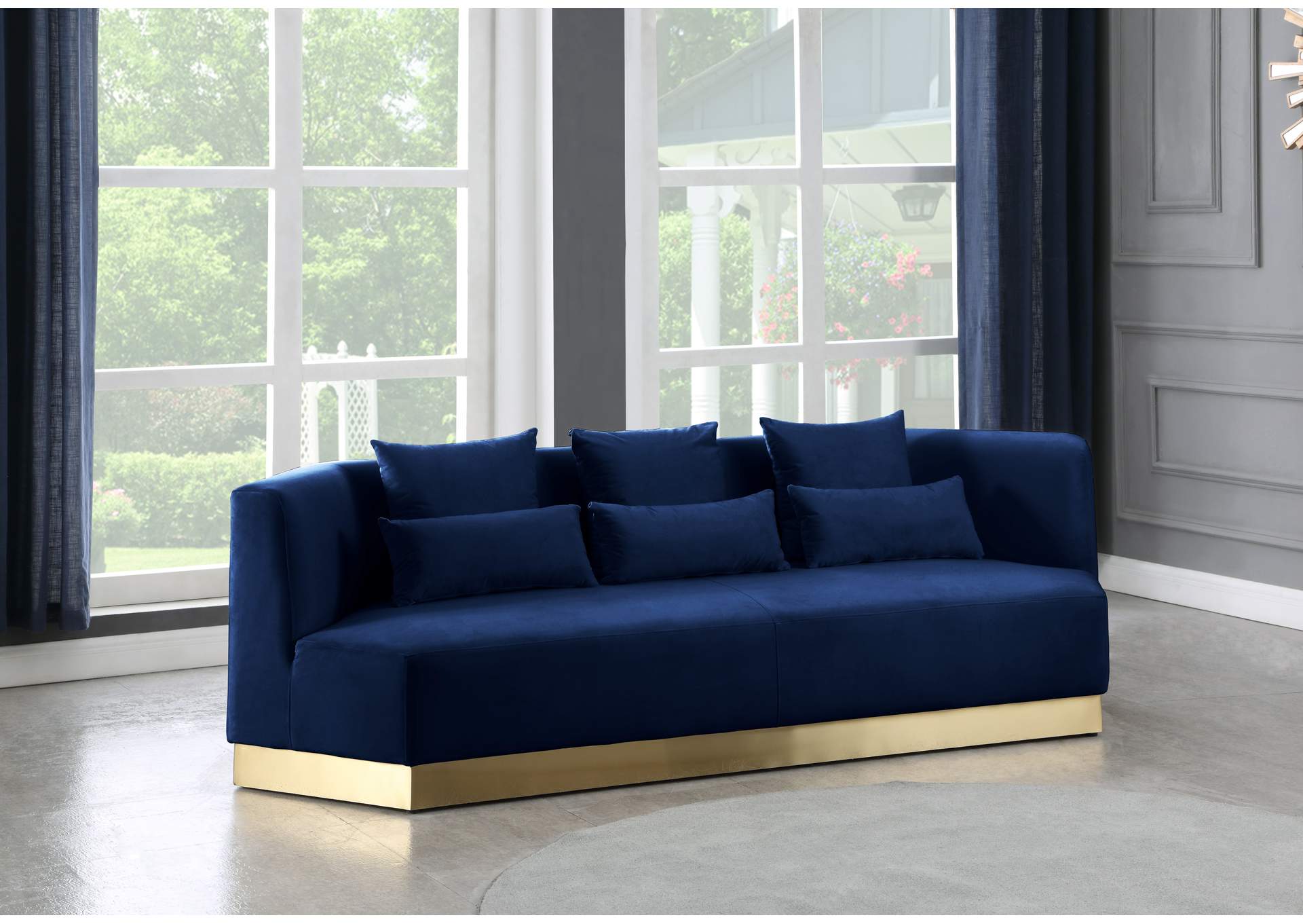 Marquis Navy Velvet Sofa,Meridian Furniture