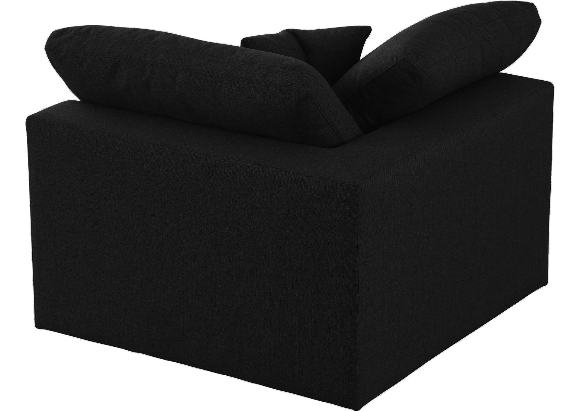 Serene Black Linen Fabric Deluxe Cloud Corner Chair,Meridian Furniture