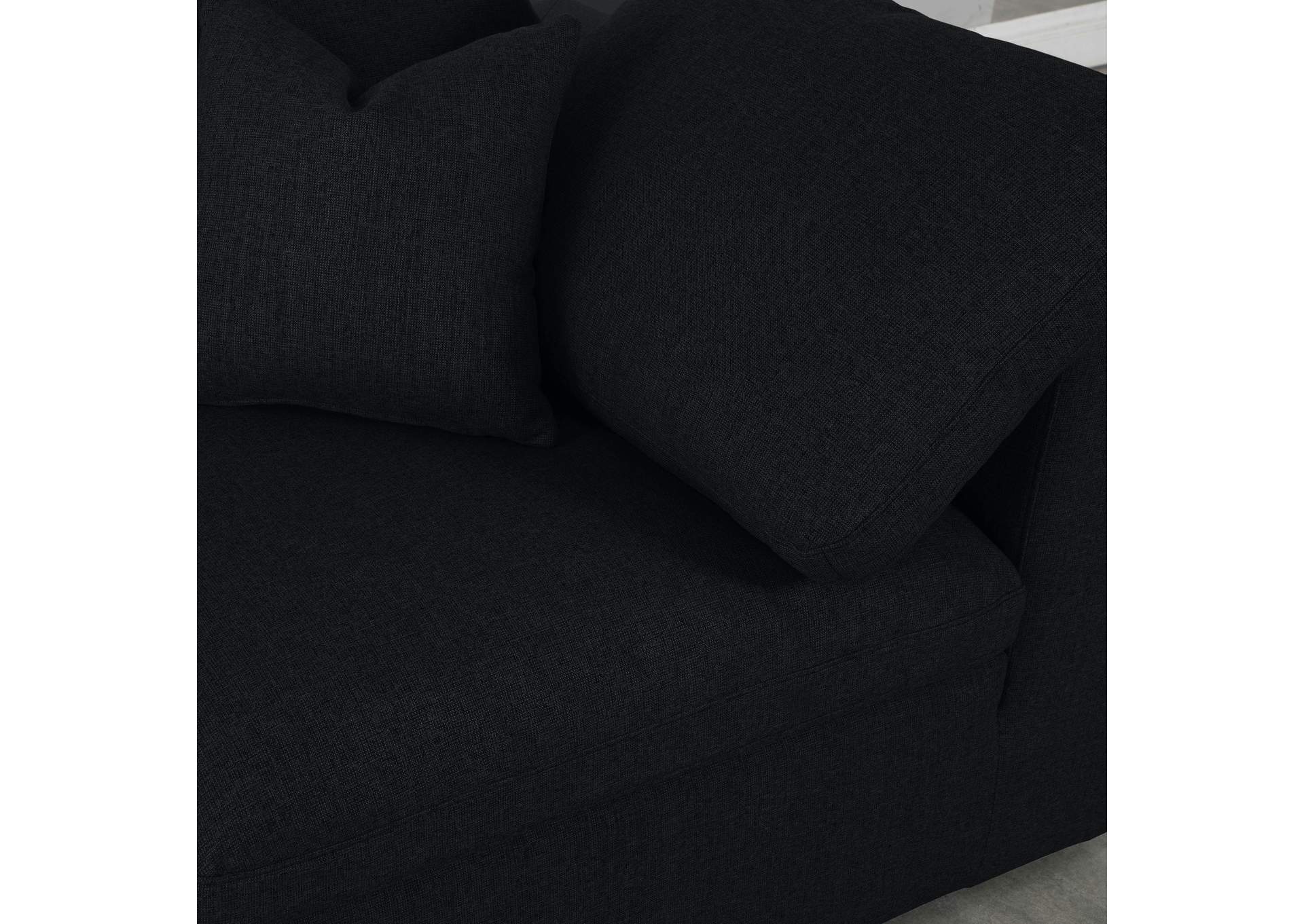 Serene Black Linen Fabric Deluxe Cloud Corner Chair,Meridian Furniture