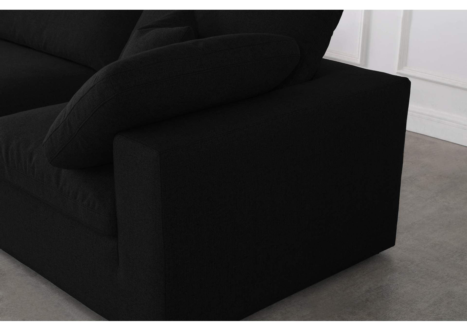 Serene Black Linen Fabric Deluxe Cloud Corner Chair,Meridian Furniture