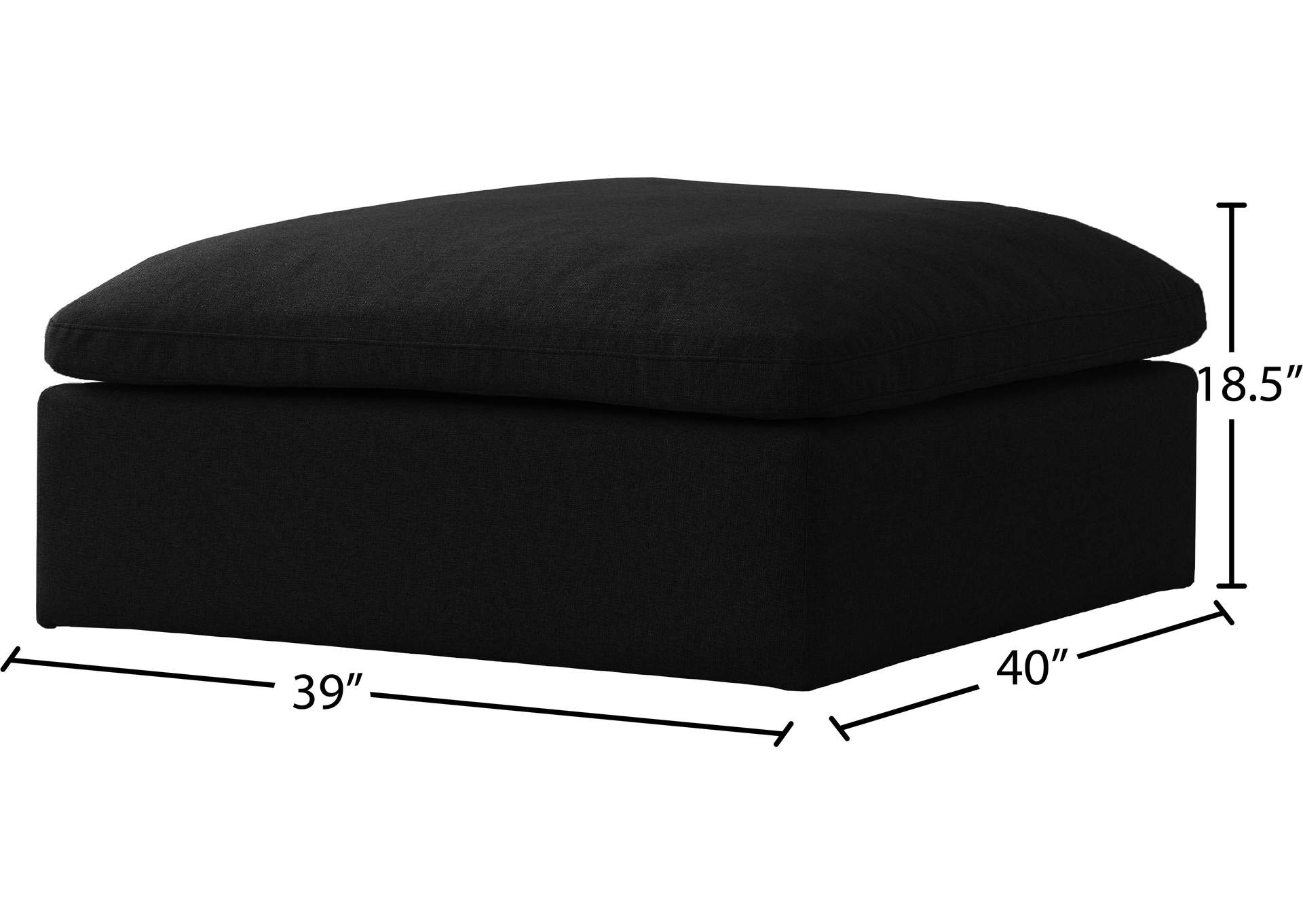 Serene Black Linen Textured Fabric Deluxe Comfort Modular Ottoman,Meridian Furniture