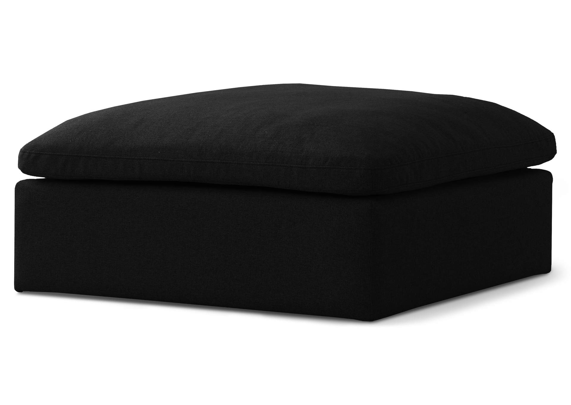 Serene Black Linen Textured Fabric Deluxe Comfort Modular Ottoman,Meridian Furniture