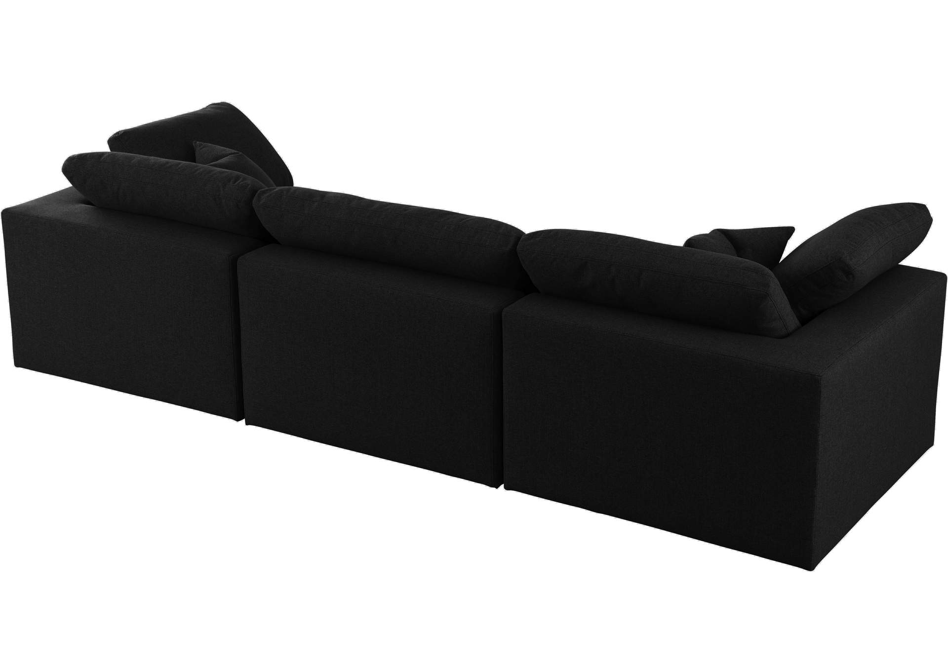 Serene Black Linen Textured Fabric Deluxe Comfort Modular Sofa,Meridian Furniture