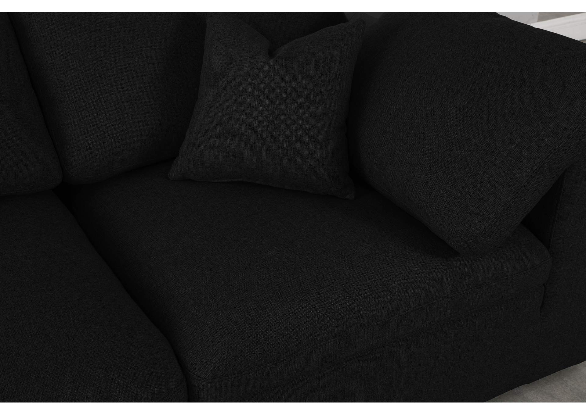 Serene Black Linen Textured Fabric Deluxe Comfort Modular Sofa,Meridian Furniture