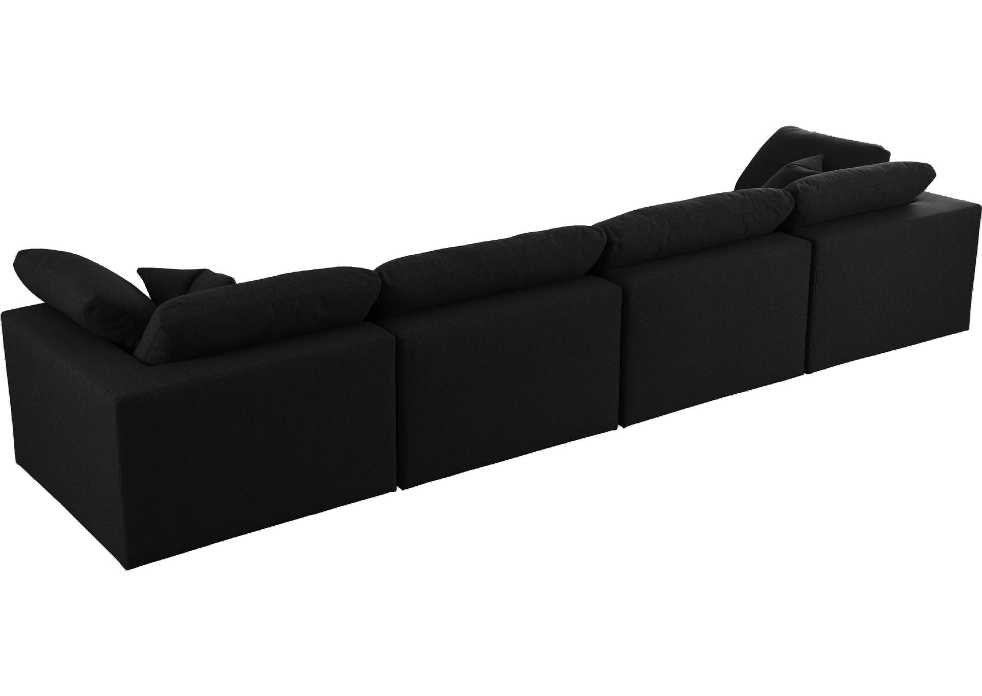 Serene Black Linen Textured Fabric Deluxe Comfort Modular Sofa,Meridian Furniture