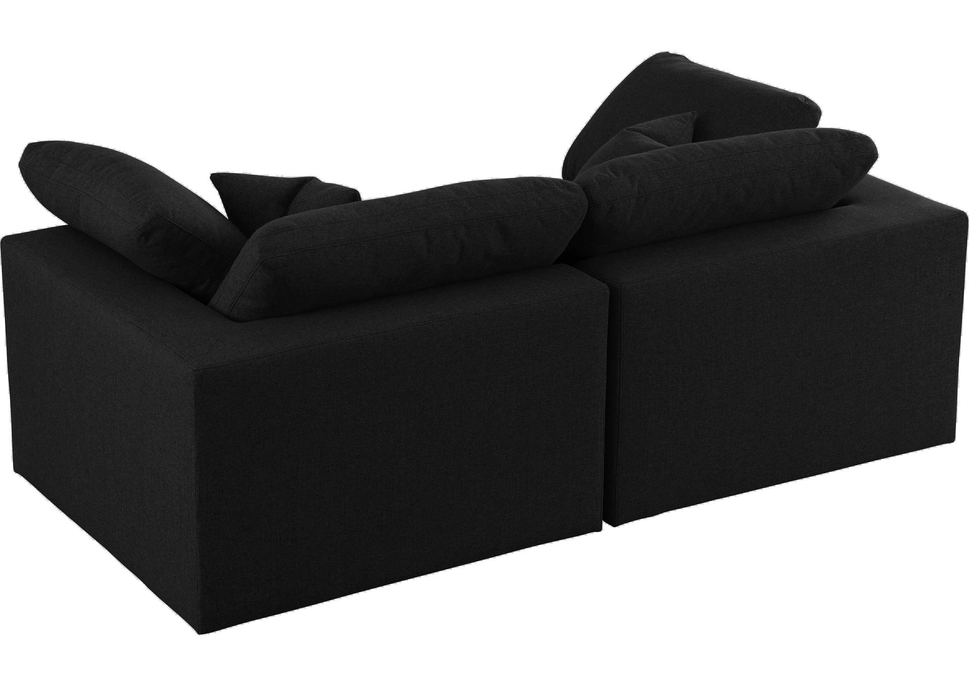 Serene Black Linen Textured Fabric Deluxe Comfort Modular Sofa,Meridian Furniture