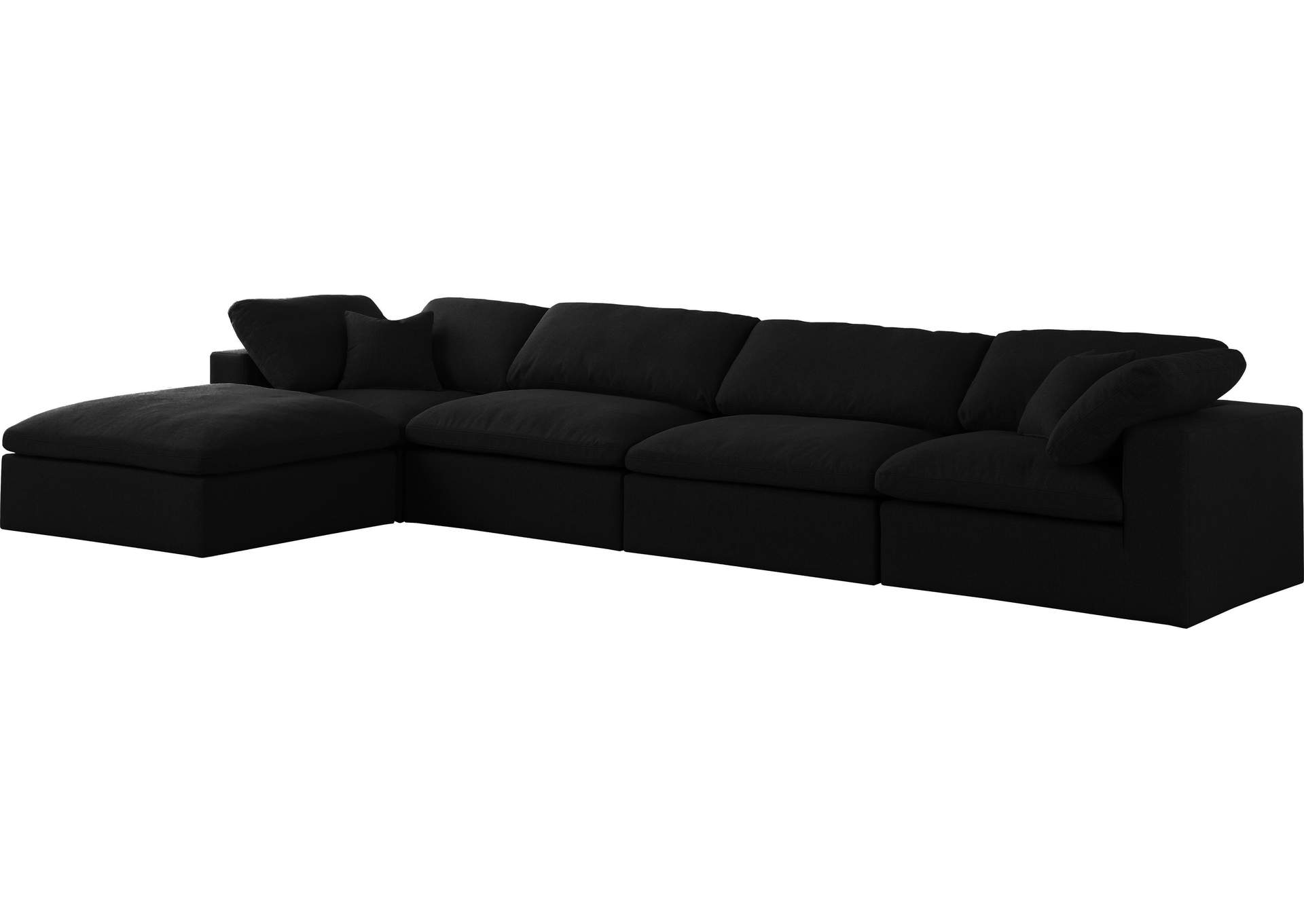 Serene Black Linen Textured Fabric Deluxe Comfort Modular Sectional,Meridian Furniture