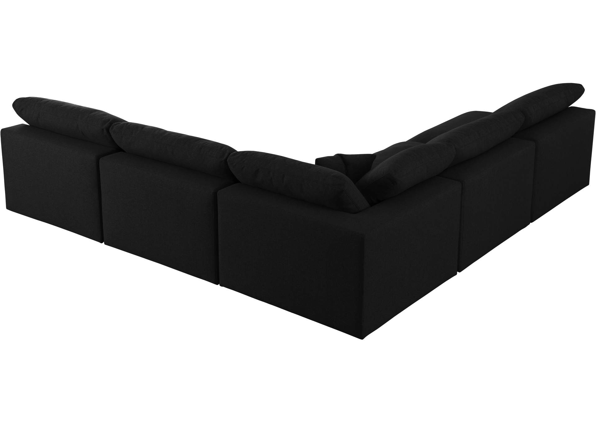 Serene Black Linen Textured Fabric Deluxe Comfort Modular Sectional,Meridian Furniture