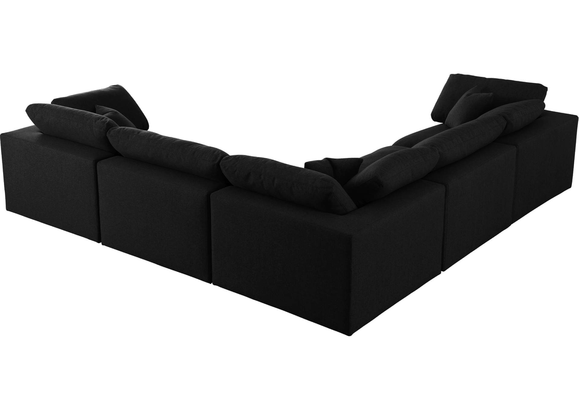 Serene Black Linen Textured Fabric Deluxe Comfort Modular Sectional,Meridian Furniture