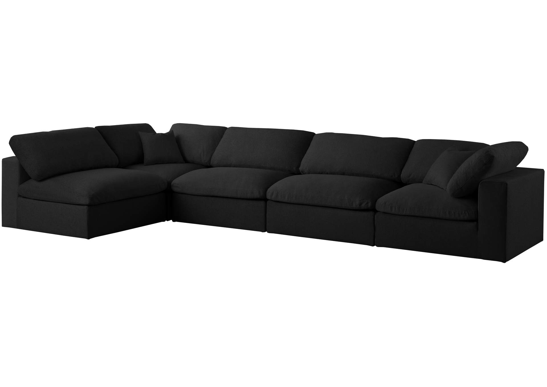 Serene Black Linen Textured Fabric Deluxe Comfort Modular Sectional,Meridian Furniture