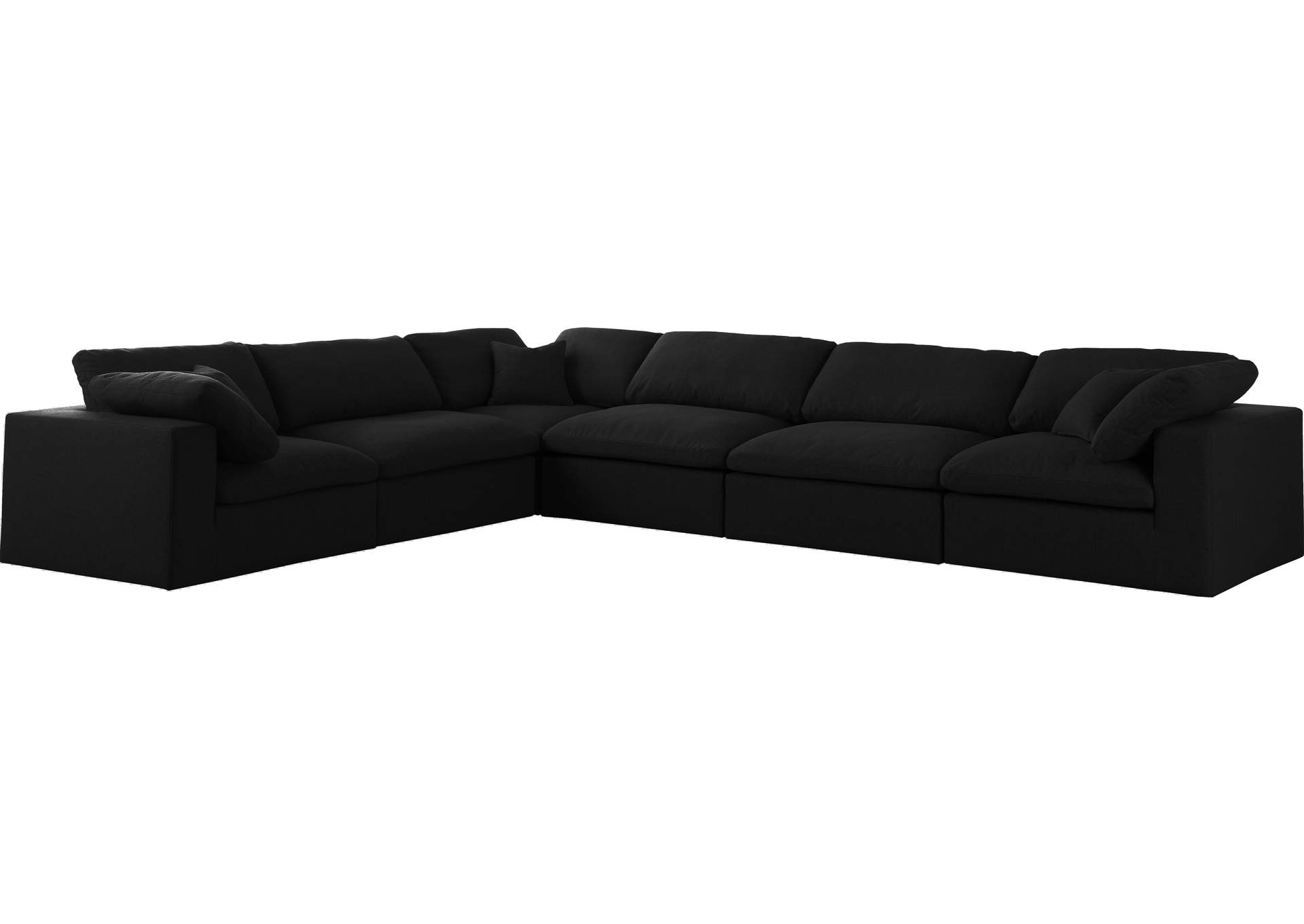 Serene Black Linen Textured Fabric Deluxe Comfort Modular Sectional,Meridian Furniture