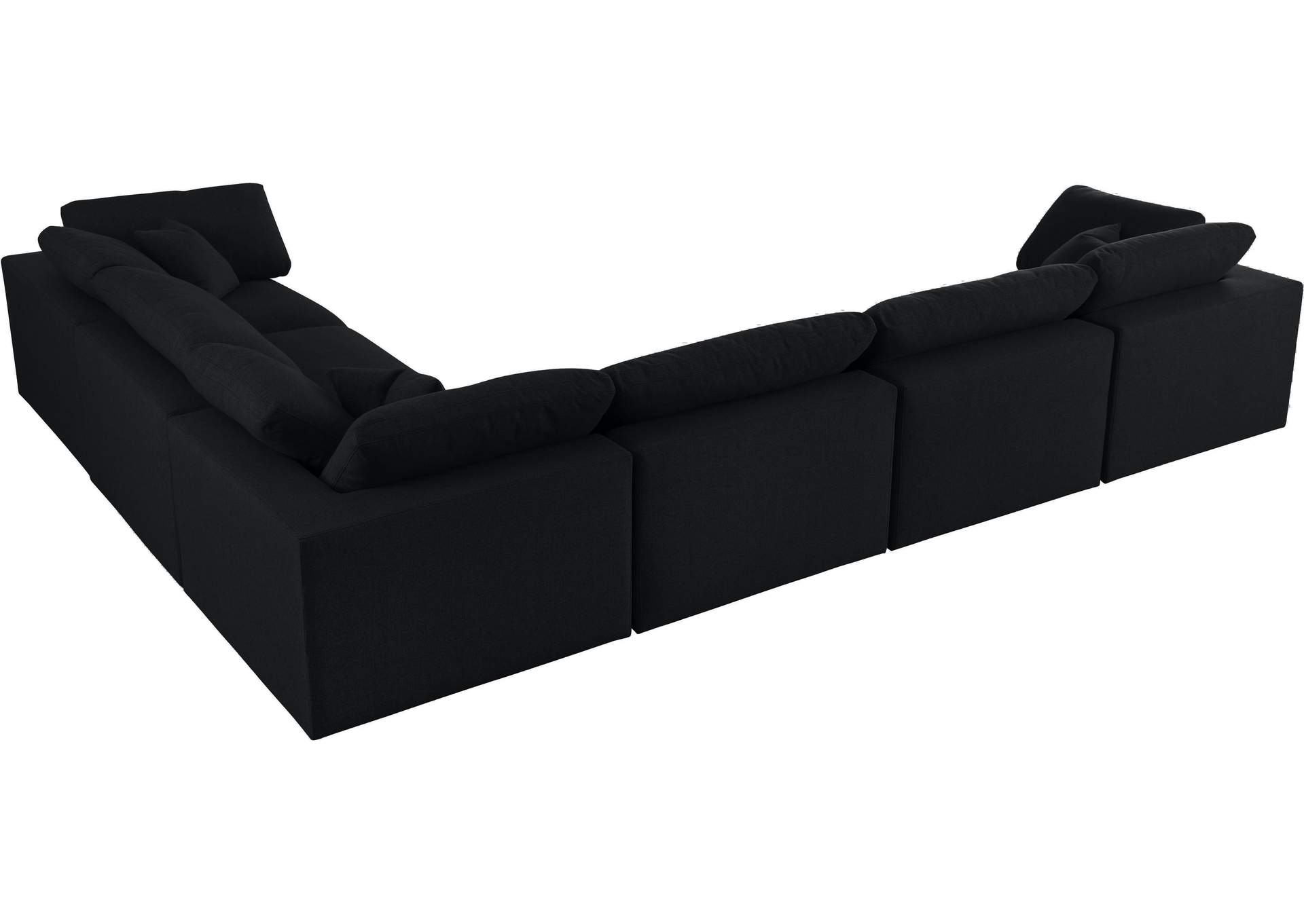 Serene Black Linen Textured Fabric Deluxe Comfort Modular Sectional,Meridian Furniture