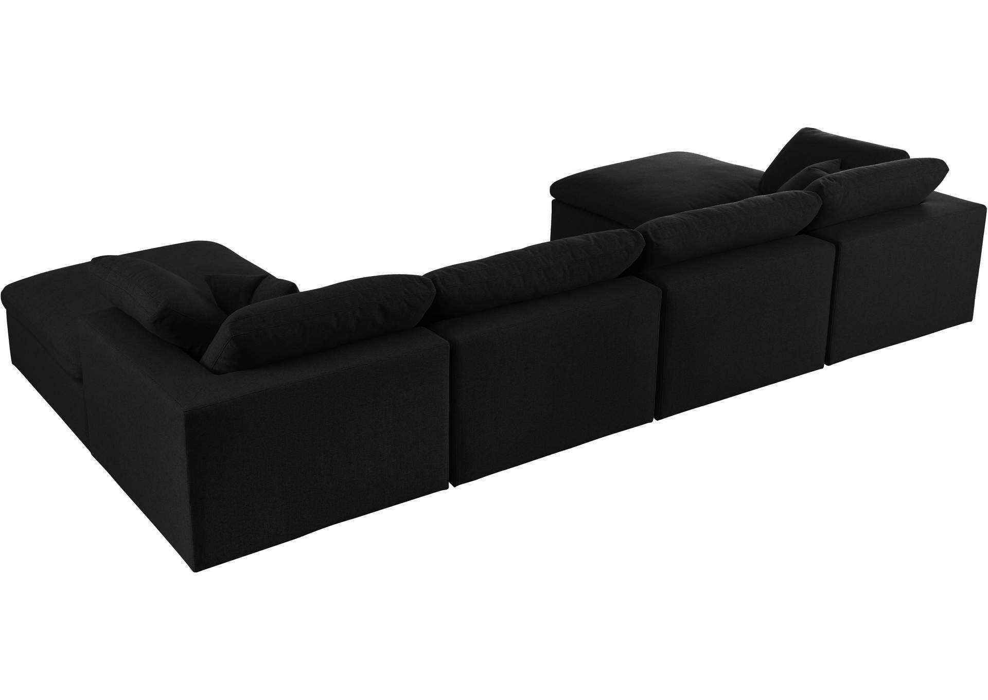 Serene Black Linen Textured Fabric Deluxe Comfort Modular Sectional,Meridian Furniture