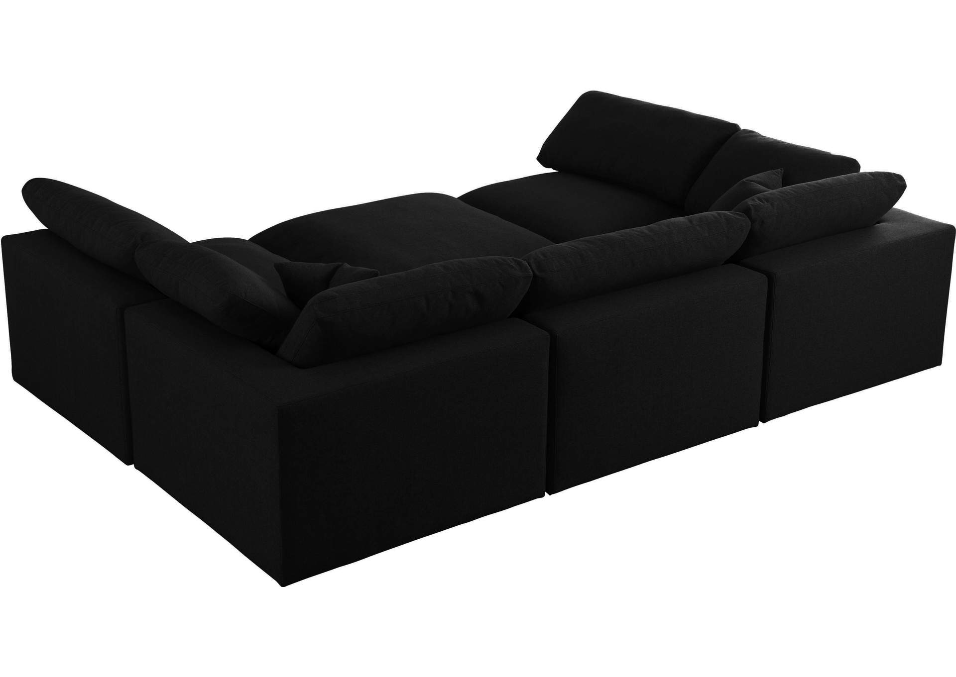 Serene Black Linen Textured Fabric Deluxe Comfort Modular Sectional,Meridian Furniture