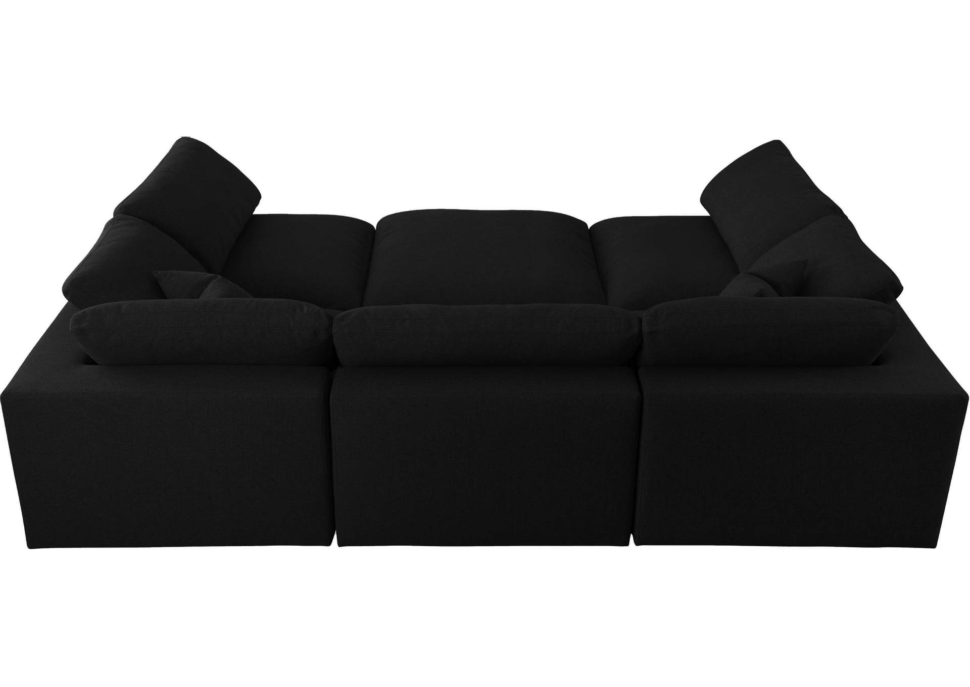 Serene Black Linen Textured Fabric Deluxe Comfort Modular Sectional,Meridian Furniture