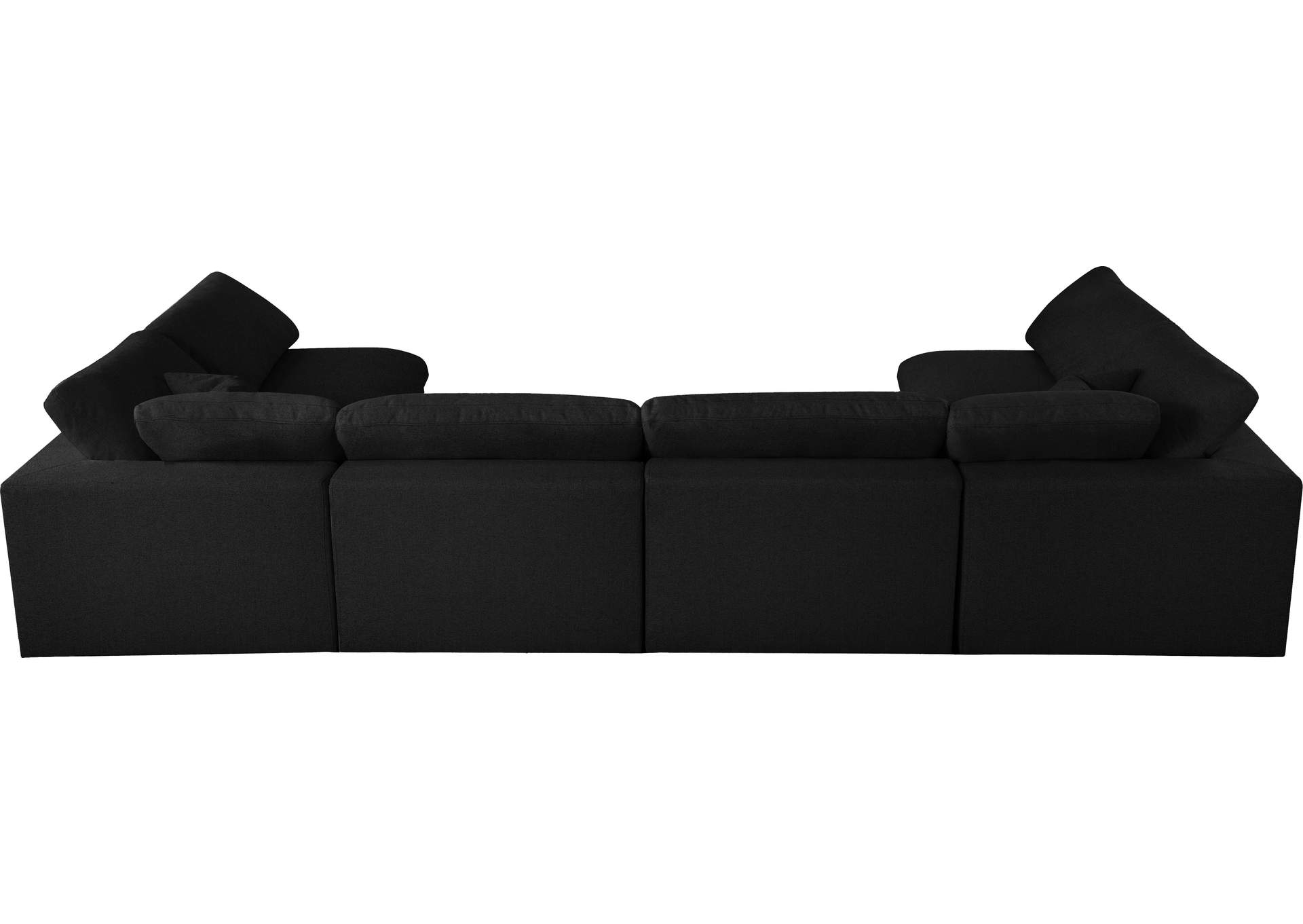 Serene Black Linen Textured Fabric Deluxe Comfort Modular Sectional,Meridian Furniture