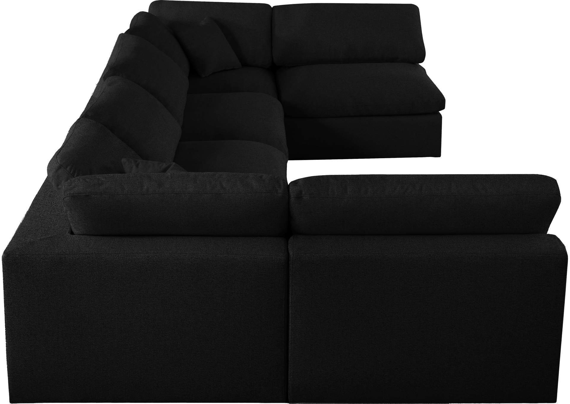 Serene Black Linen Textured Fabric Deluxe Comfort Modular Sectional,Meridian Furniture