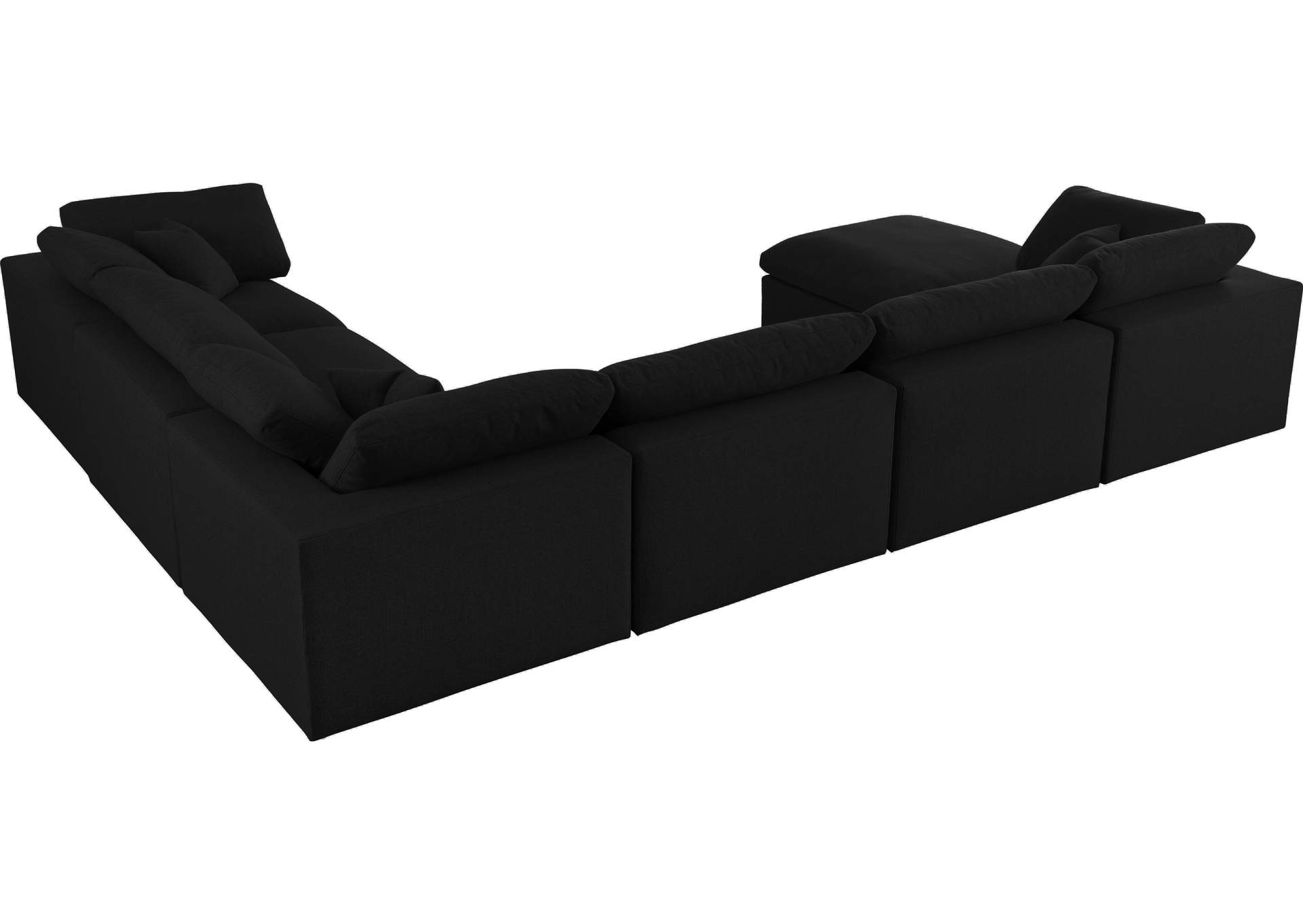 Serene Black Linen Textured Fabric Deluxe Comfort Modular Sectional,Meridian Furniture