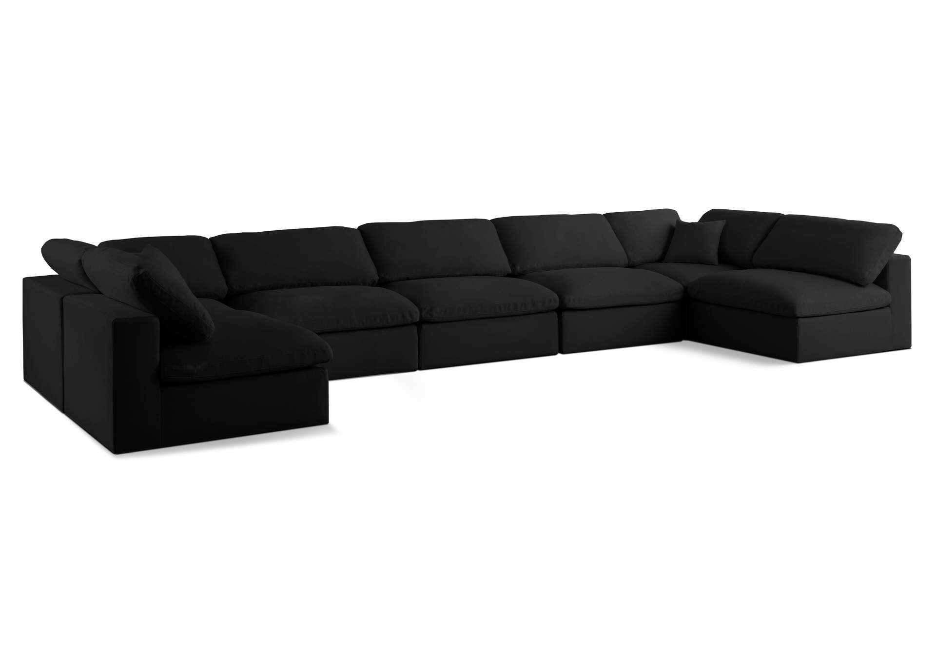 Serene Black Linen Textured Fabric Deluxe Comfort Modular Sectional,Meridian Furniture