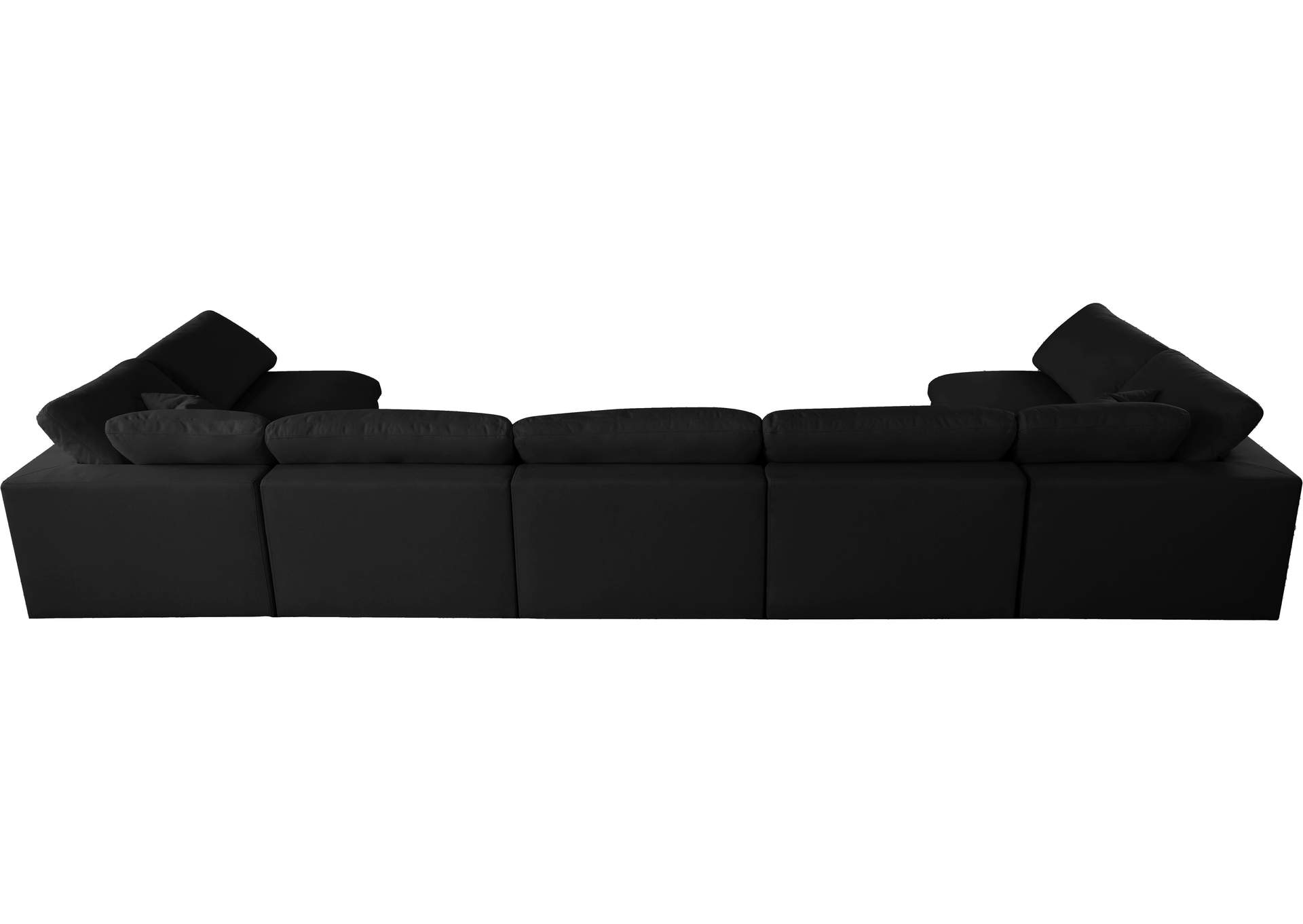 Serene Black Linen Textured Fabric Deluxe Comfort Modular Sectional,Meridian Furniture