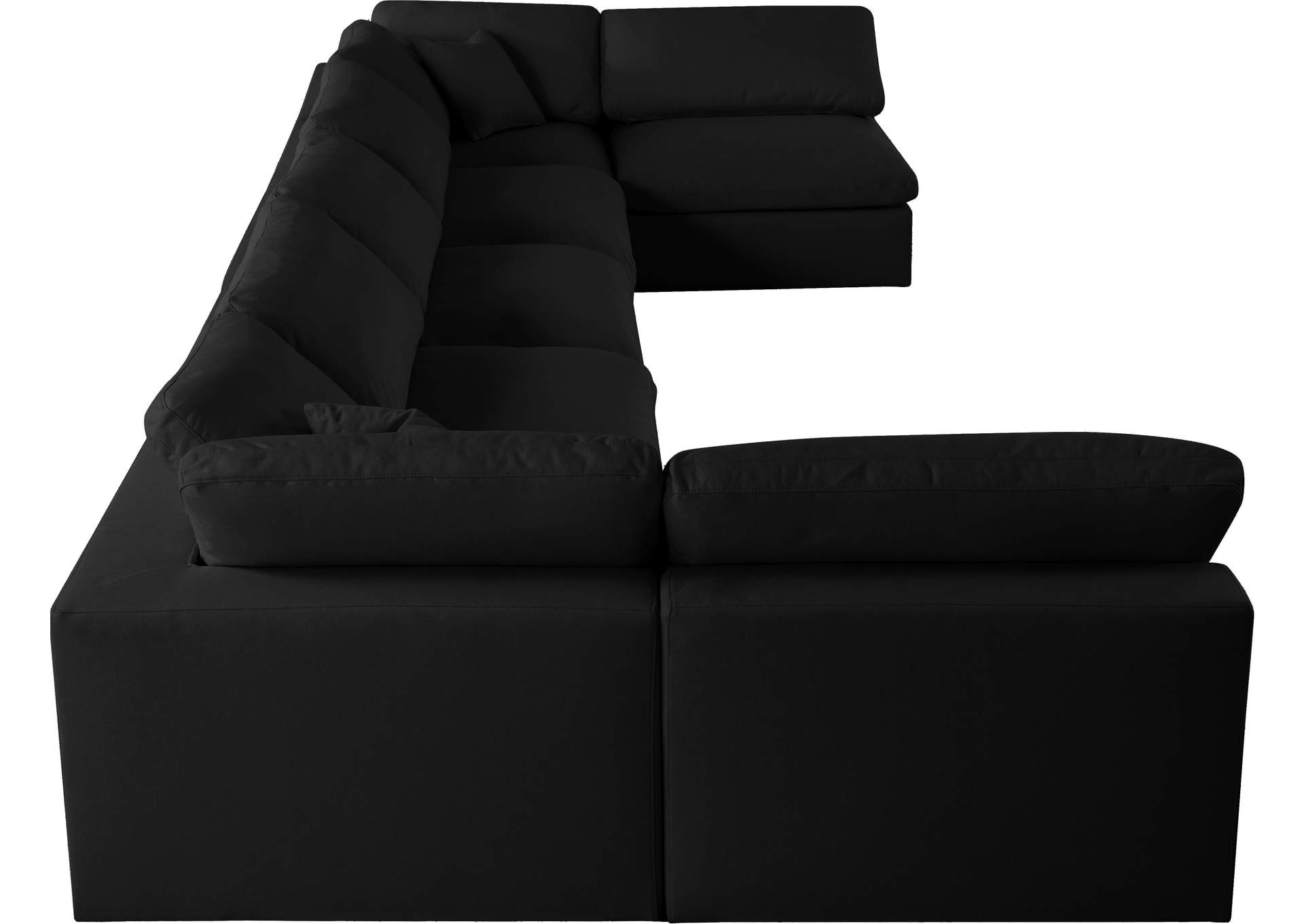 Serene Black Linen Textured Fabric Deluxe Comfort Modular Sectional,Meridian Furniture