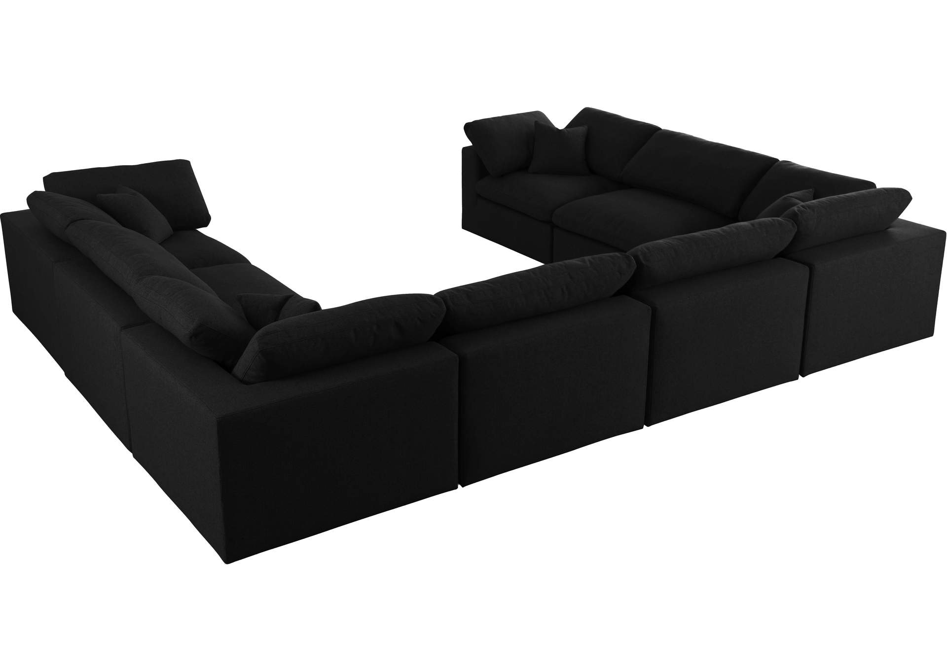 Serene Black Linen Textured Fabric Deluxe Comfort Modular Sectional,Meridian Furniture