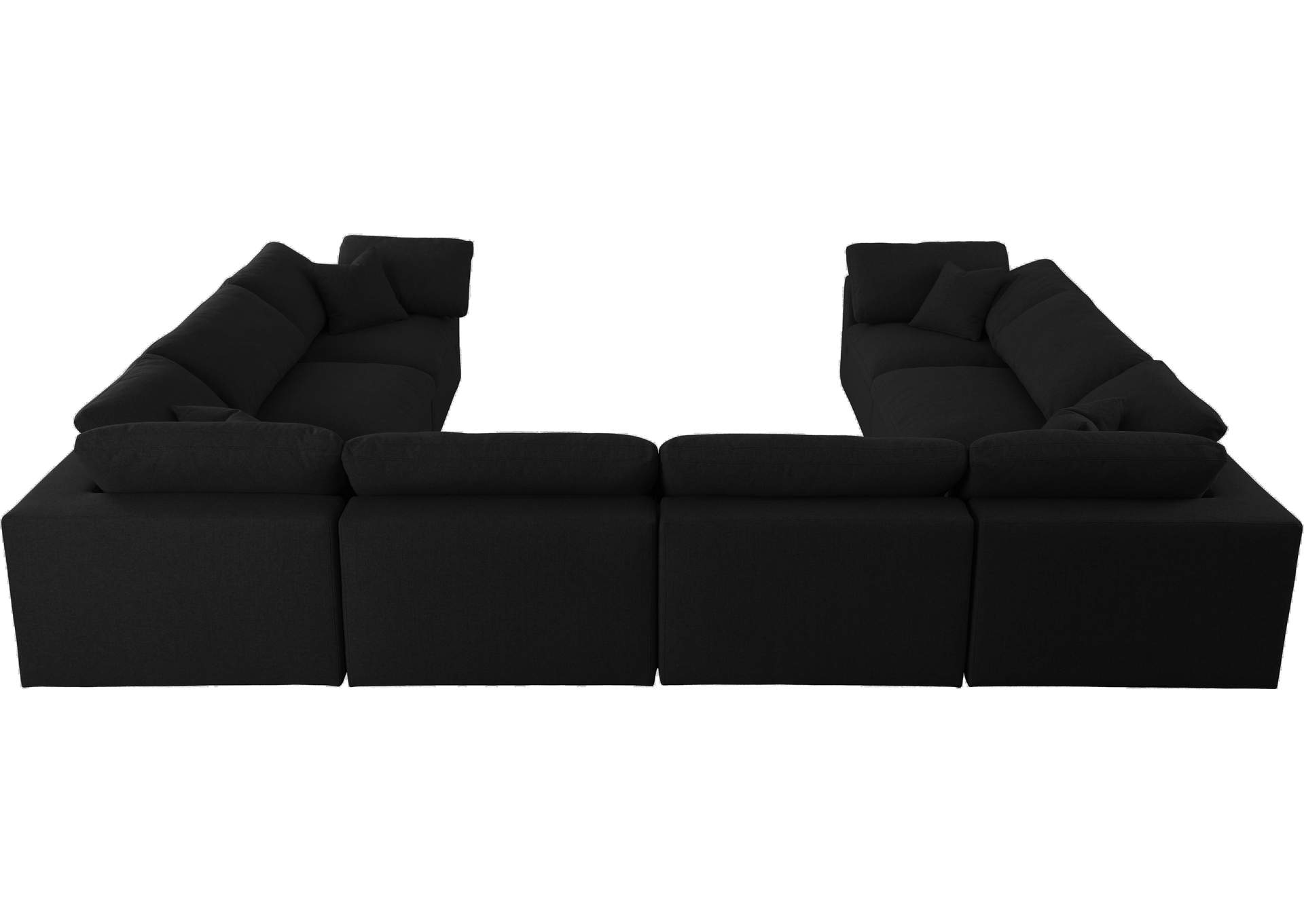 Serene Black Linen Textured Fabric Deluxe Comfort Modular Sectional,Meridian Furniture