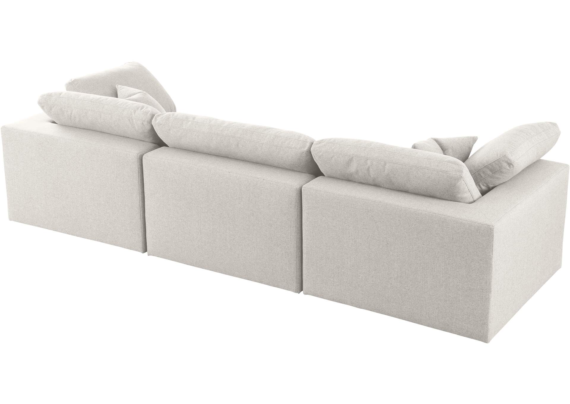 Serene Cream Linen Textured Fabric Deluxe Comfort Modular Sofa,Meridian Furniture